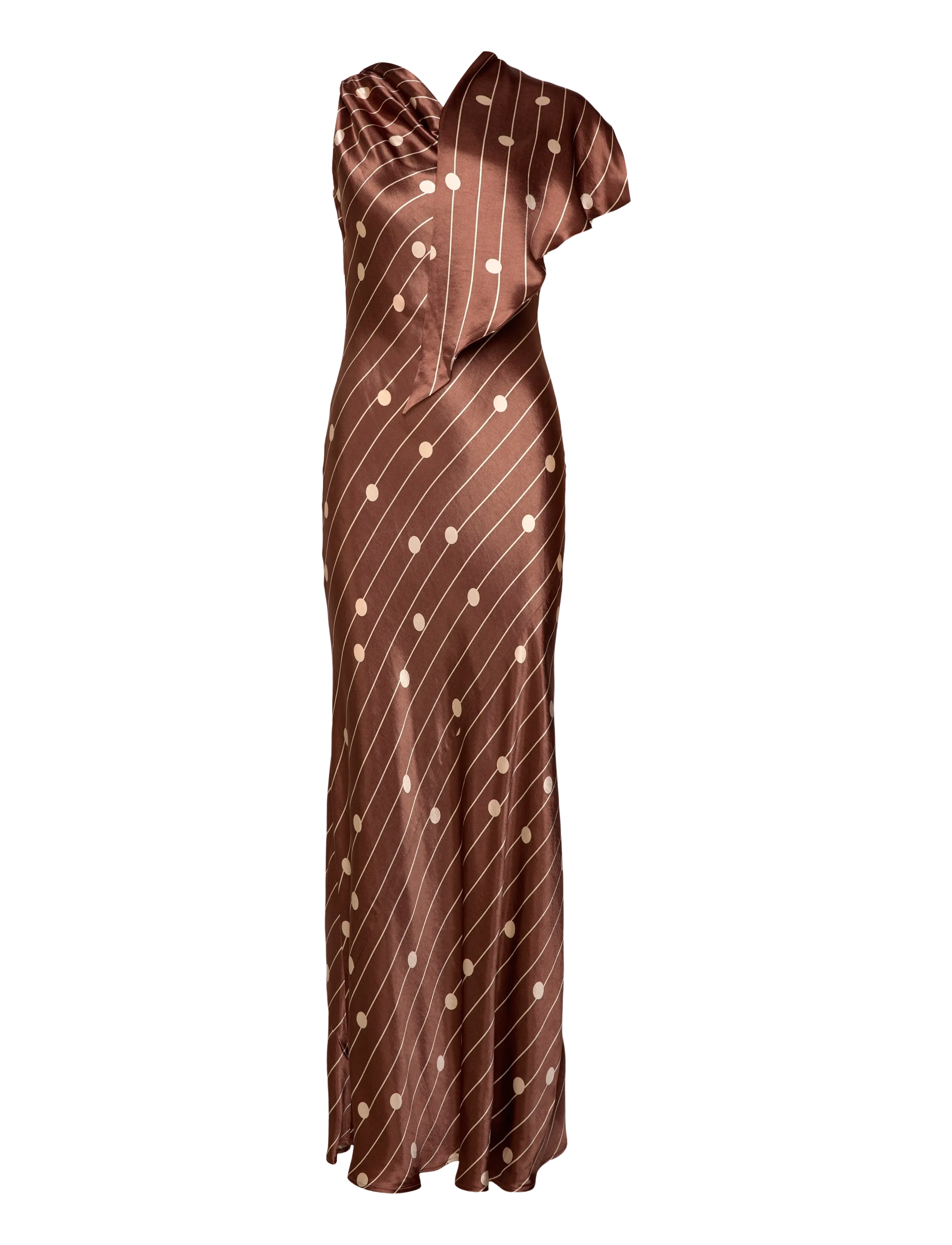 Topshop - TSCELLY SATIN ASYMMETRIC MAXI DRESS WVN - maxi dresses - chocolate brown - 1