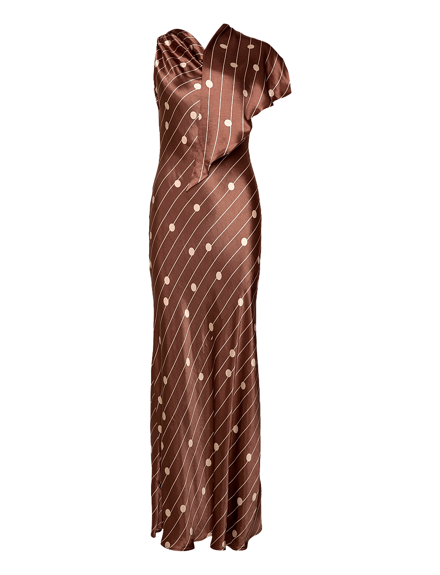 Topshop - TSCELLY SATIN ASYMMETRIC MAXI DRESS WVN - maxi dresses - chocolate brown - 1