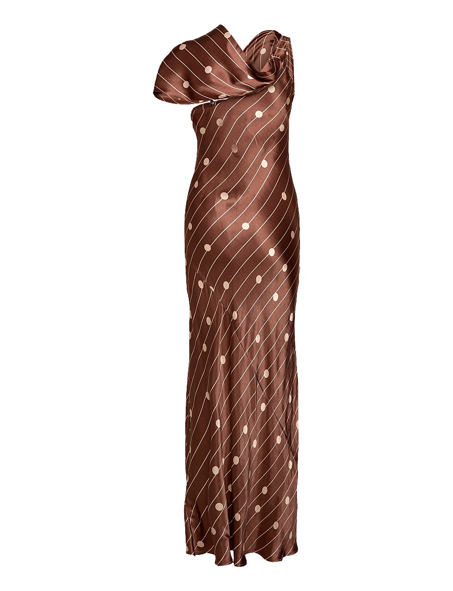 Topshop - TSCELLY SATIN ASYMMETRIC MAXI DRESS WVN - maxi dresses - chocolate brown - 2
