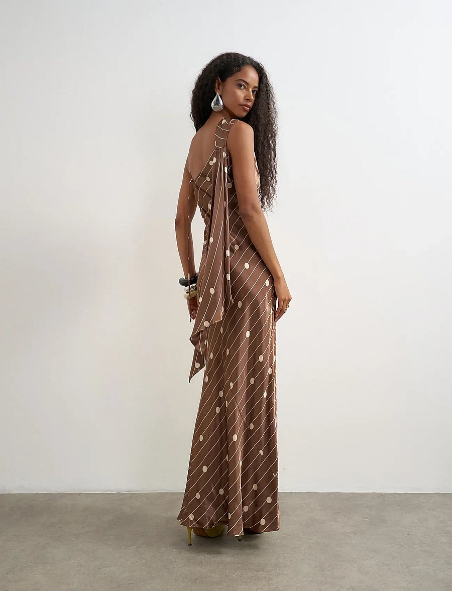 Topshop - TSCELLY SATIN ASYMMETRIC MAXI DRESS WVN - maxikleider - chocolate brown - 0
