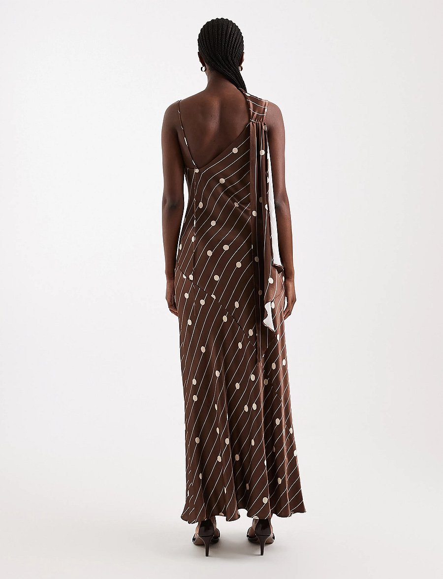 Topshop - TSCELLY SATIN ASYMMETRIC MAXI DRESS WVN - maxi dresses - chocolate brown - 3