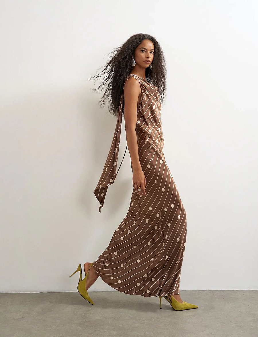 Topshop - TSCELLY SATIN ASYMMETRIC MAXI DRESS WVN - maxikleider - chocolate brown - 4