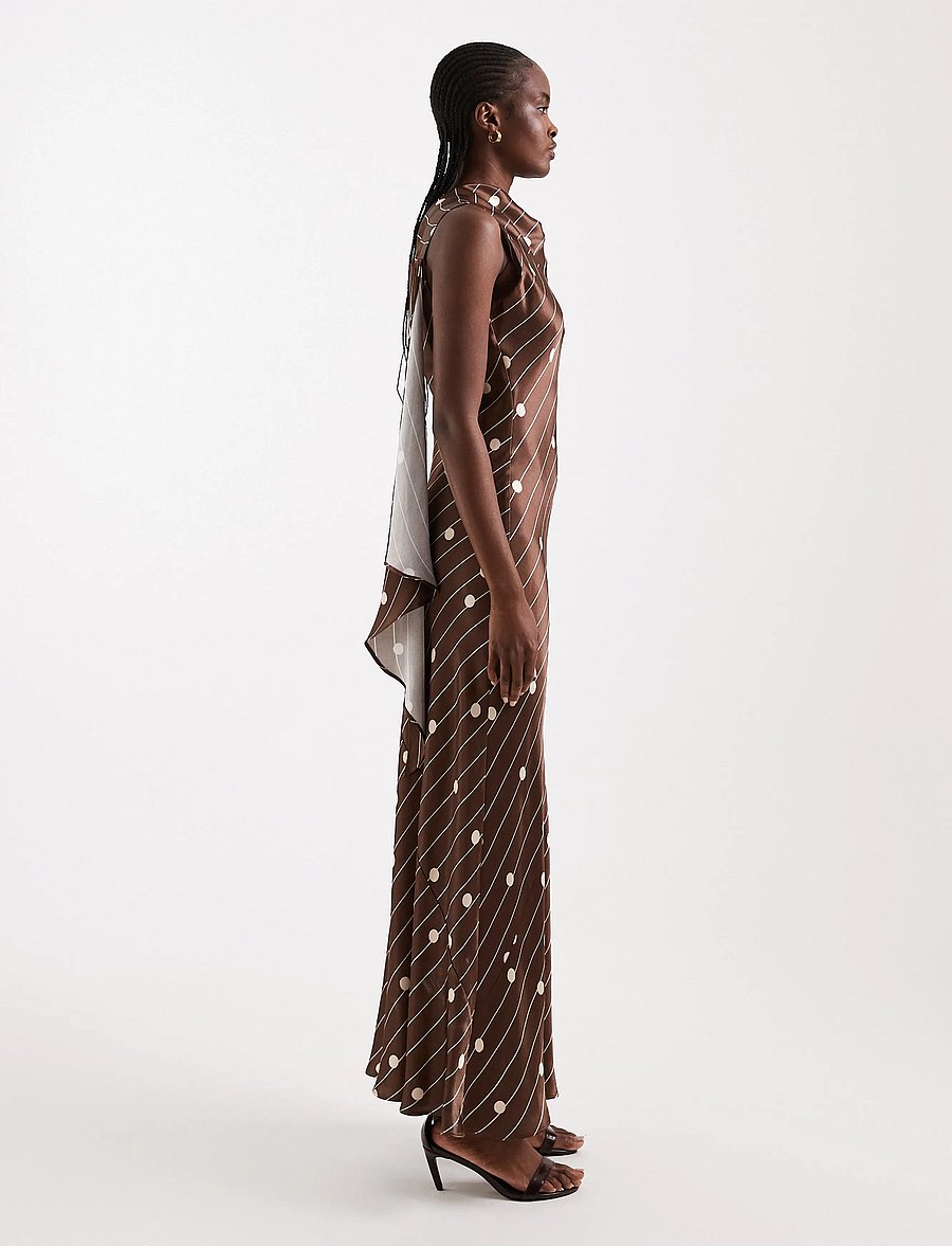 Topshop - TSCELLY SATIN ASYMMETRIC MAXI DRESS WVN - maxi dresses - chocolate brown - 4