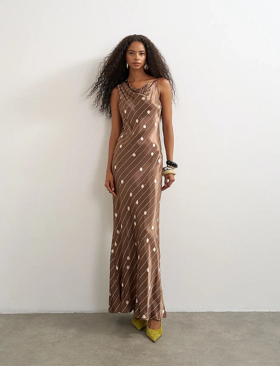 Topshop - TSCELLY SATIN ASYMMETRIC MAXI DRESS WVN - maxikleider - chocolate brown - 5