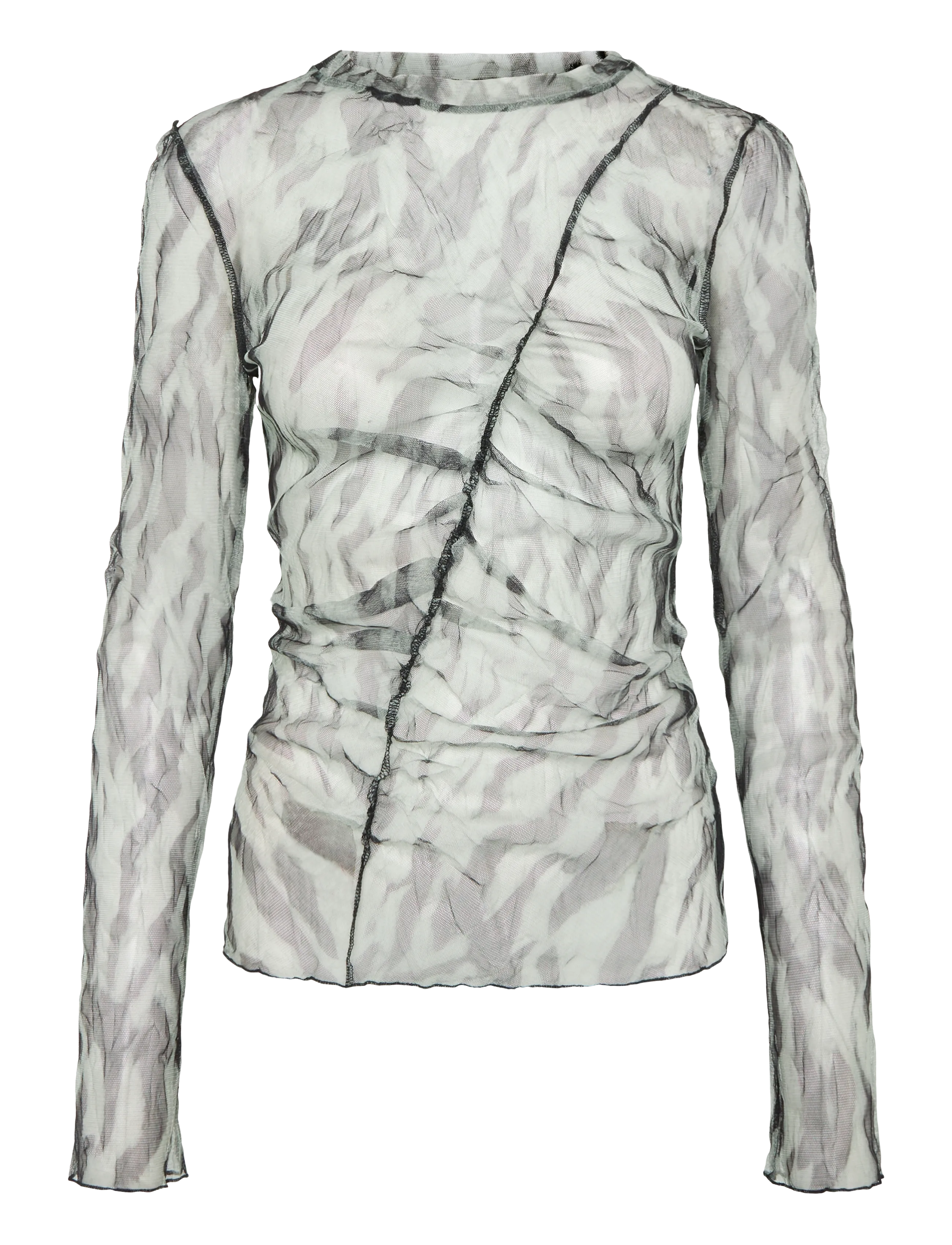 Topshop TSBEATE L/S CREWNECK MESH TOP JRS - Clothing - JET BLACK / black