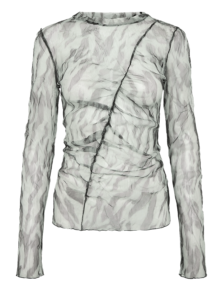 Topshop - TSBEATE L/S CREWNECK MESH TOP JRS - langermede bluser - jet black - 1
