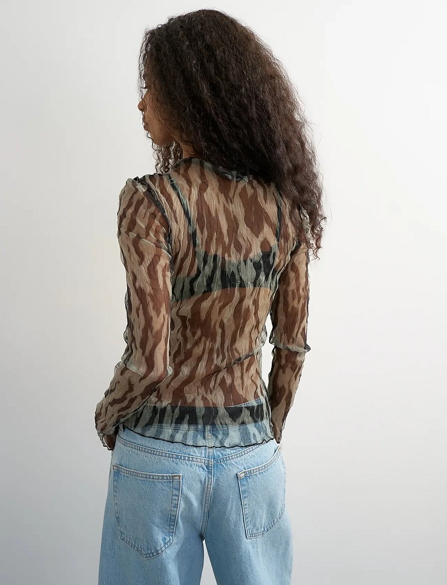 Topshop - TSBEATE L/S CREWNECK MESH TOP JRS - langermede bluser - jet black - 3