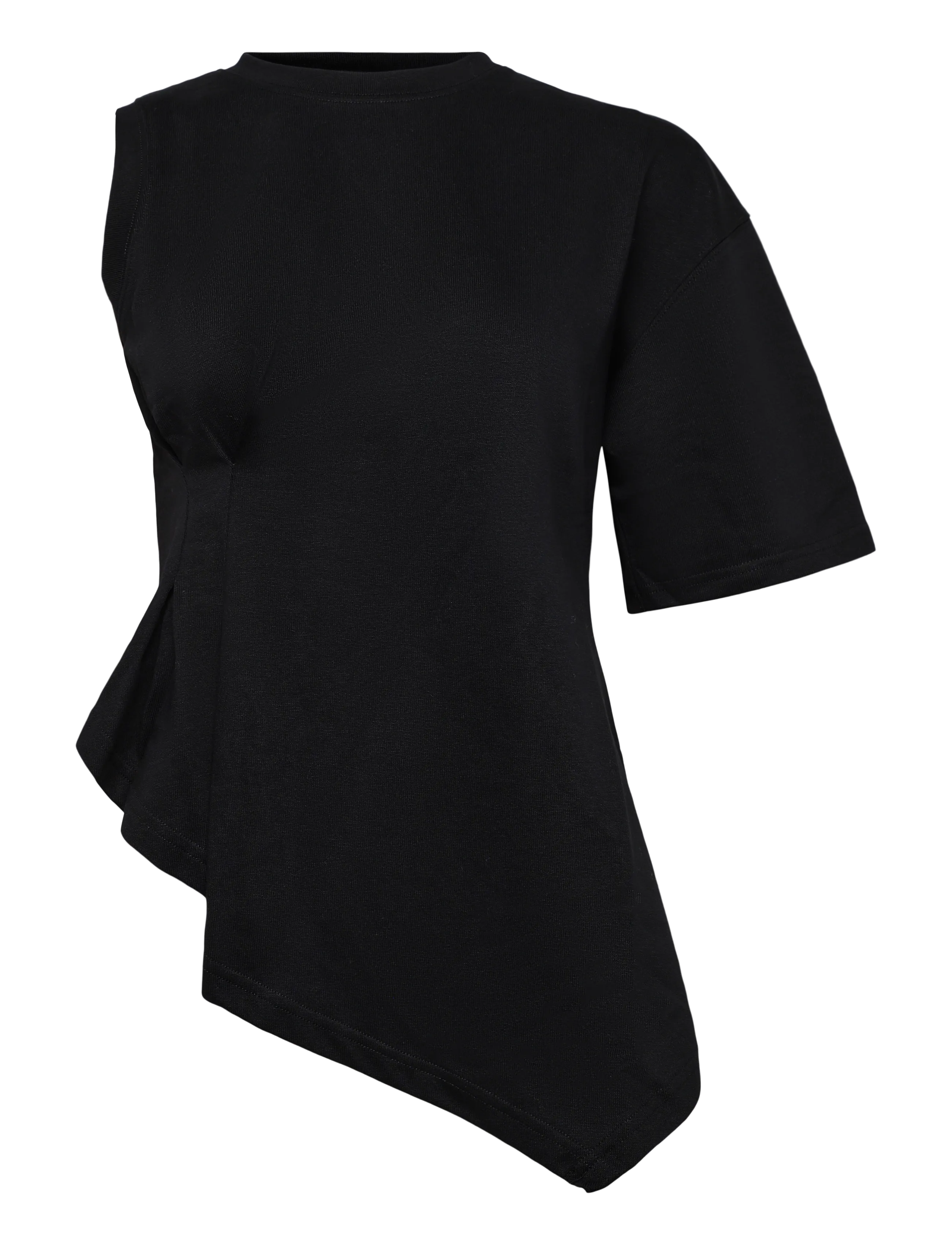 Topshop TSBELLE S/S ONE SHOULDER T-SHIRT JRS - T-Shirts & Tops - JET BLACK / black