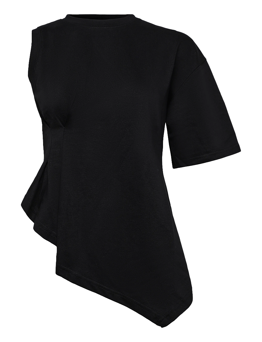 Topshop - TSBELLE S/S ONE SHOULDER T-SHIRT JRS - t-särgid - jet black - 1
