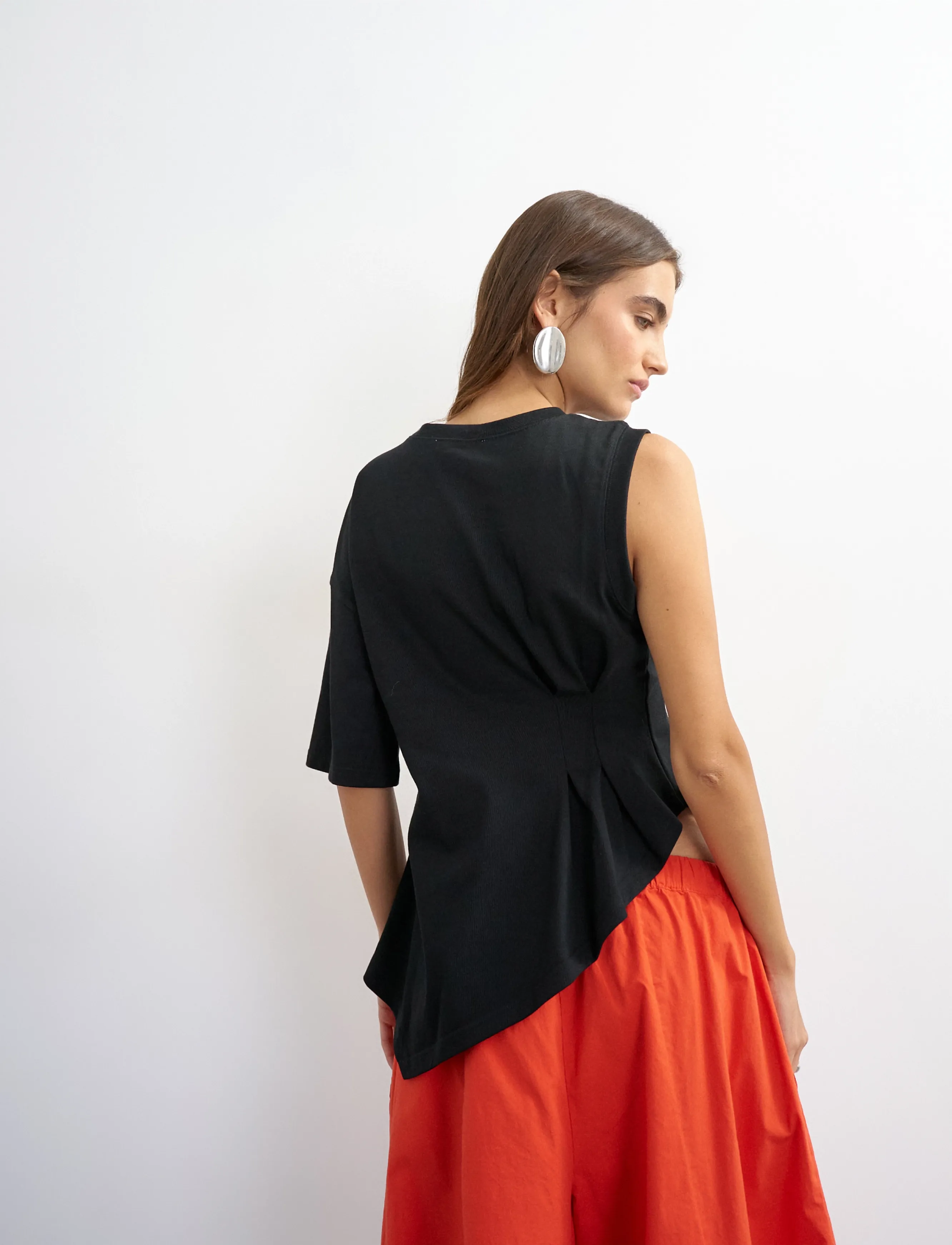 Topshop - TSBELLE S/S ONE SHOULDER T-SHIRT JRS - jet black - 3