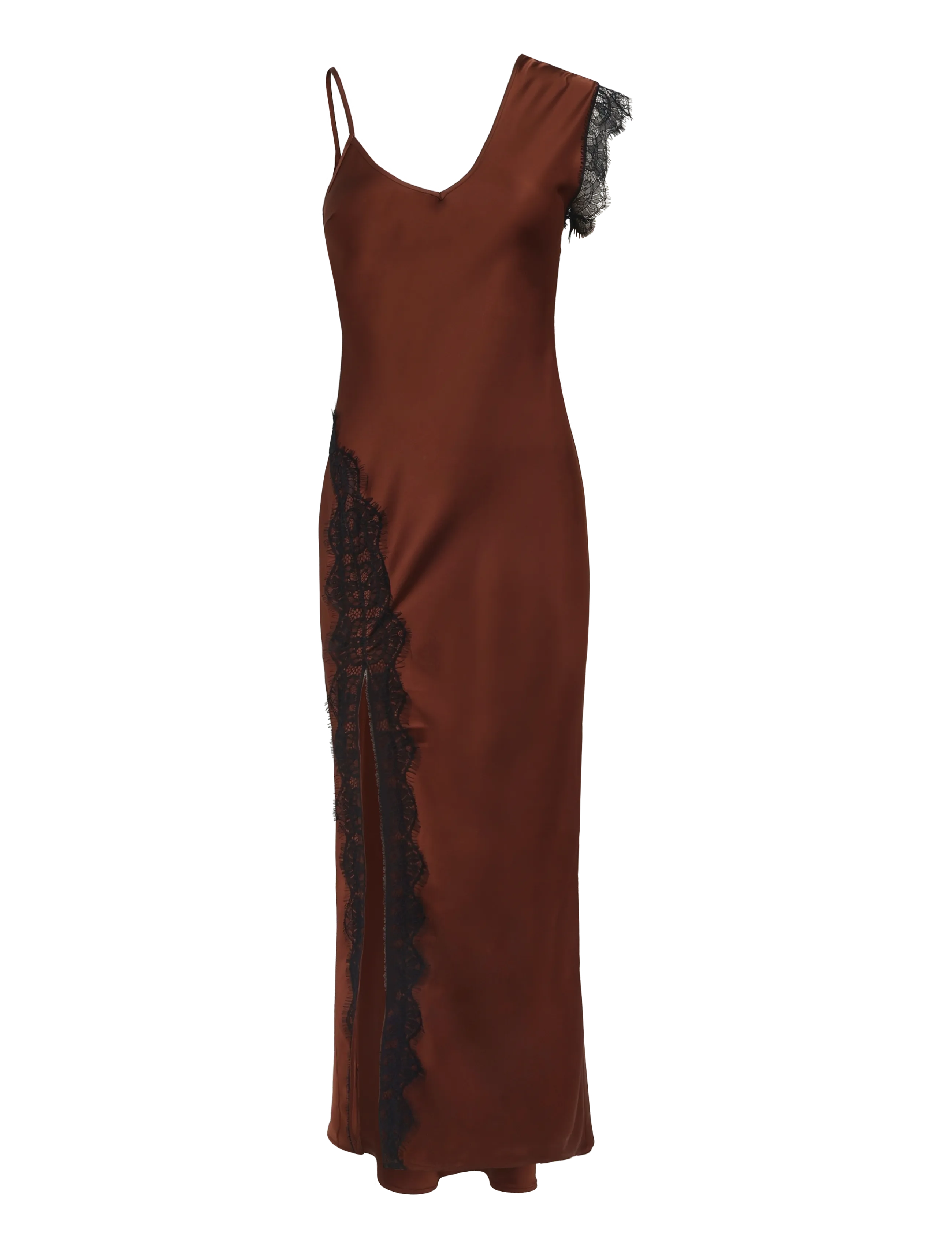 Topshop - TSCLARI ONE SHOULDER LACE TRIM DRESS WVN - schlupfkleider - rust - 1