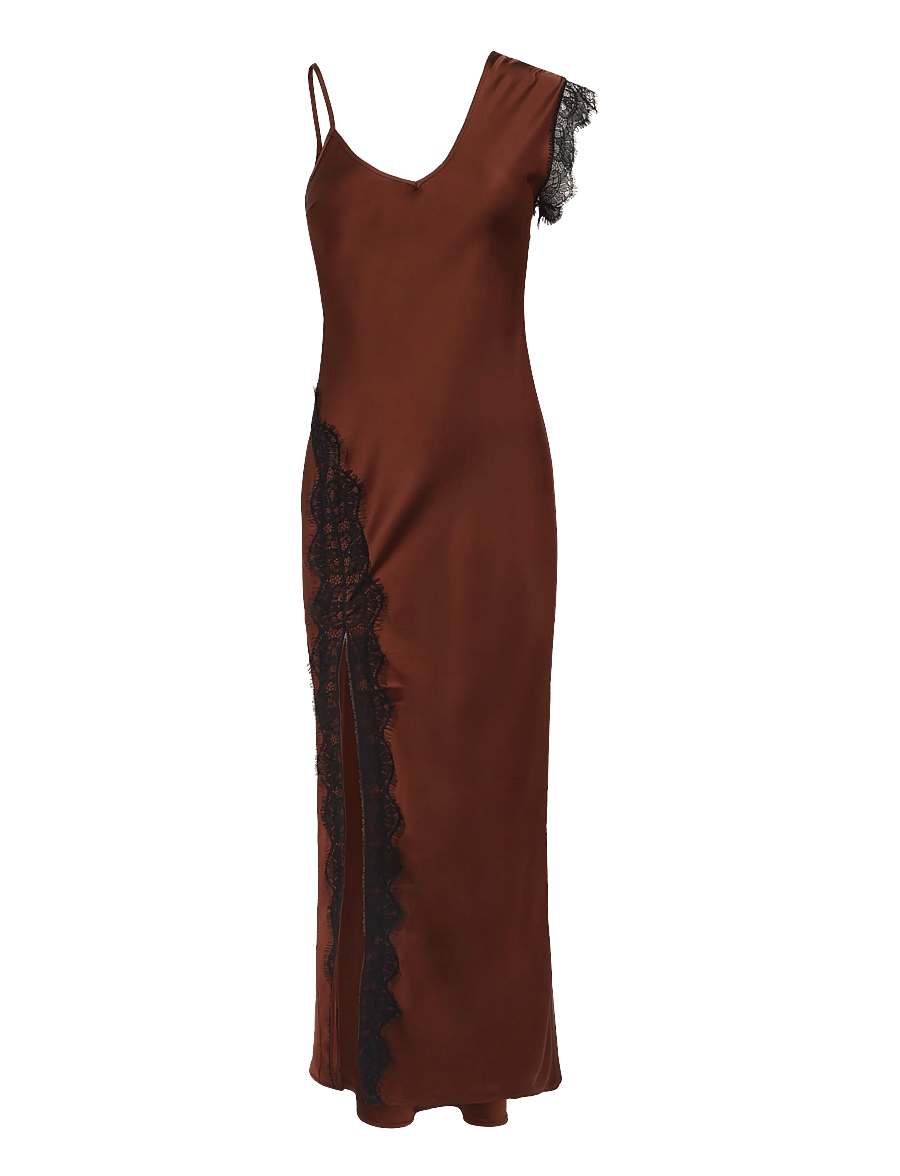 Topshop - TSCLARI ONE SHOULDER LACE TRIM DRESS WVN - schlupfkleider - rust - 1