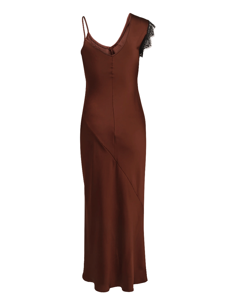 Topshop - TSCLARI ONE SHOULDER LACE TRIM DRESS WVN - schlupfkleider - rust - 2