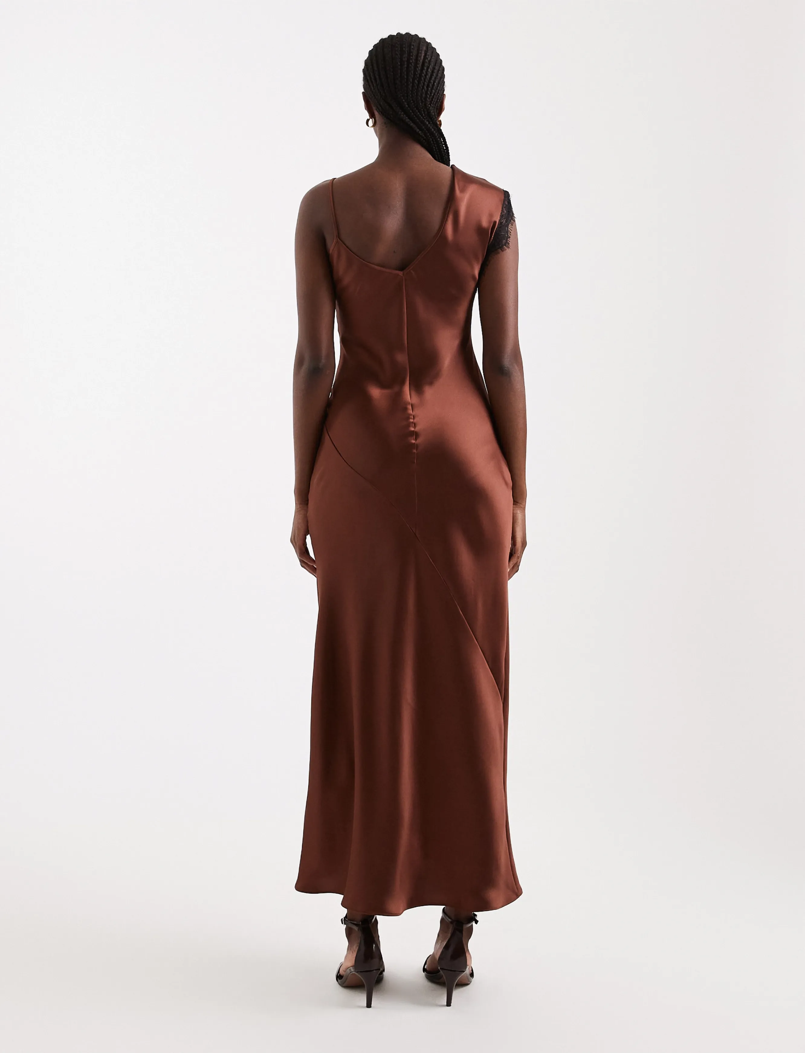 Topshop - TSCLARI ONE SHOULDER LACE TRIM DRESS WVN - schlupfkleider - rust - 3