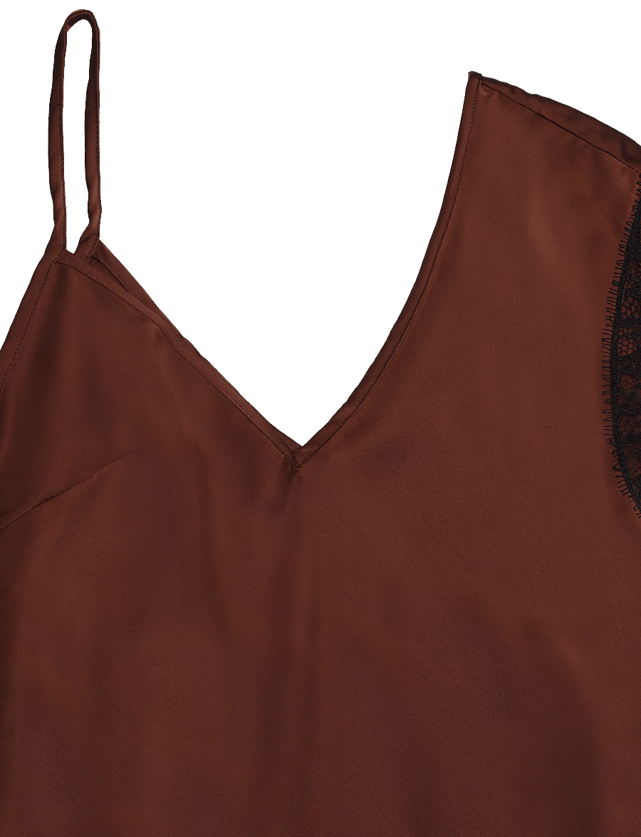Topshop - TSCLARI ONE SHOULDER LACE TRIM DRESS WVN - schlupfkleider - rust - 5