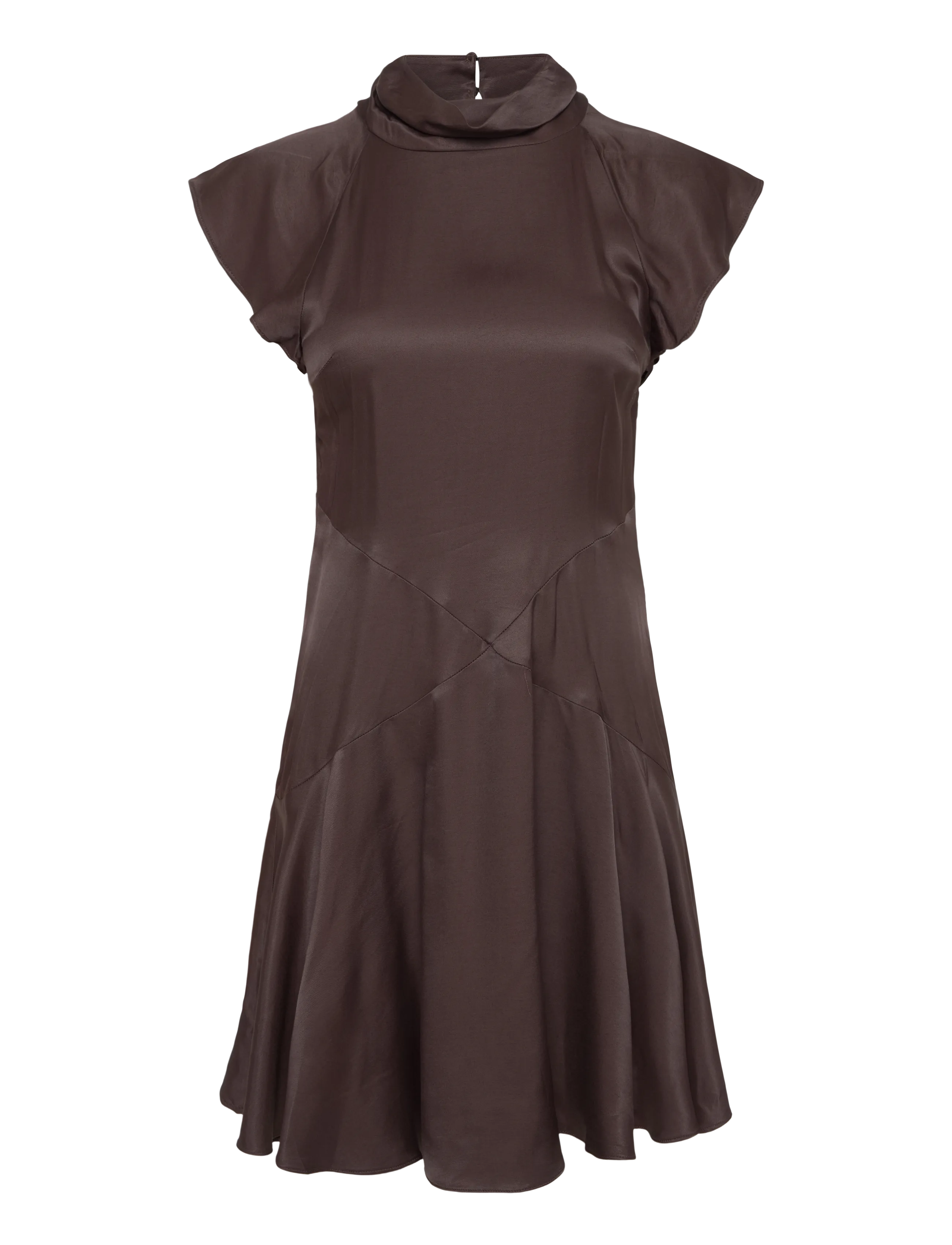 Topshop - TSCILLY SATION FLIPPY HEM MINI DRESS WVN - chocolate brown - 1