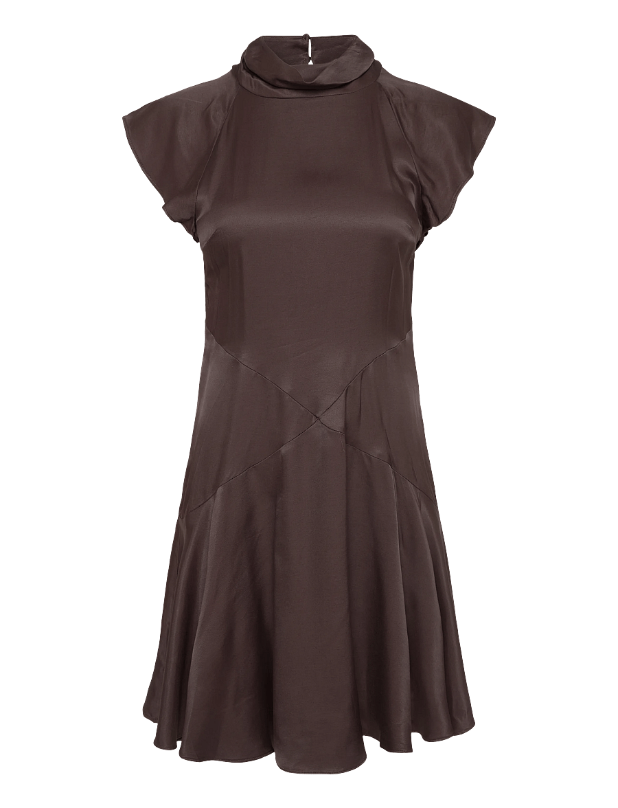 Topshop - TSCILLY SATION FLIPPY HEM MINI DRESS WVN - sommerkjoler - chocolate brown - 1