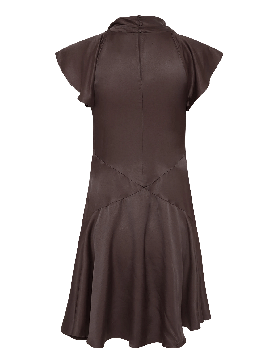 Topshop - TSCILLY SATION FLIPPY HEM MINI DRESS WVN - sommerkjoler - chocolate brown - 2