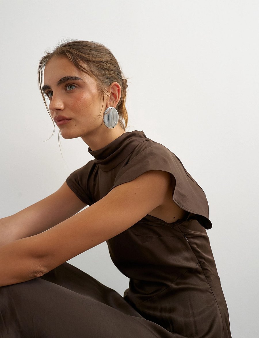 Topshop - TSCILLY SATION FLIPPY HEM MINI DRESS WVN - sommerkjoler - chocolate brown - 5