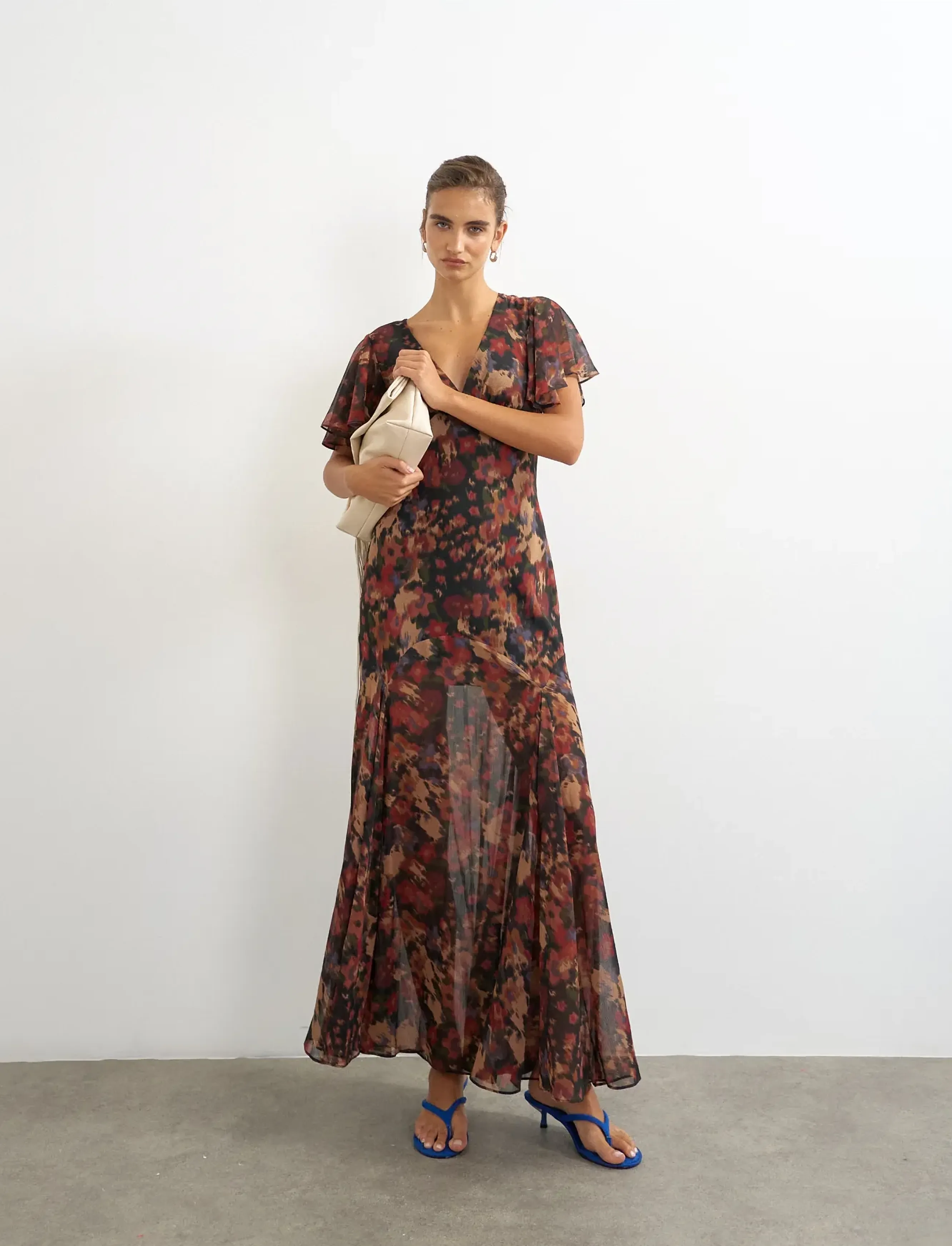 Topshop TSCITHA FLORAL PRINT MAXI DRESS WVN - Inspiratsioon - WITHERED ROSE / burgundy