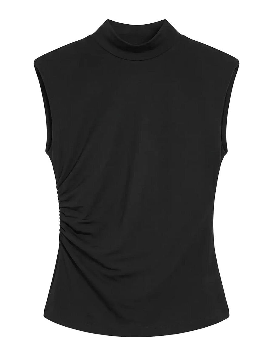 Topshop - TSBENDA S/S SCARF TANK TOP JRS - jet black - 1
