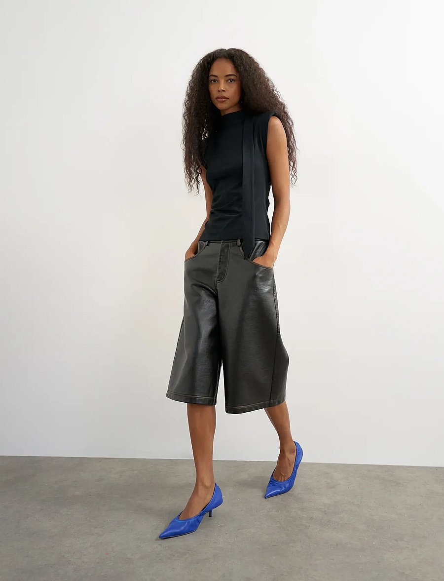 Topshop - TSBENDA S/S SCARF TANK TOP JRS - jet black - 0