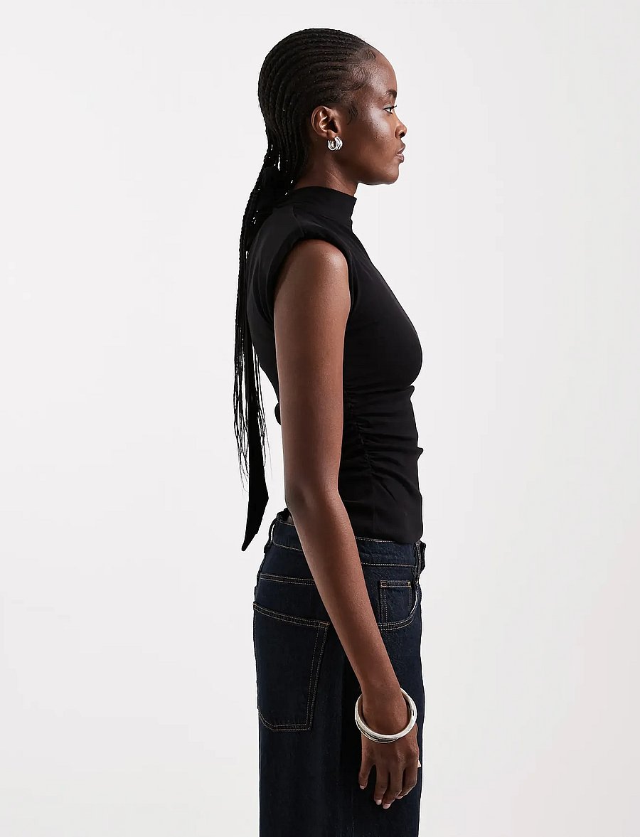 Topshop - TSBENDA S/S SCARF TANK TOP JRS - jet black - 3