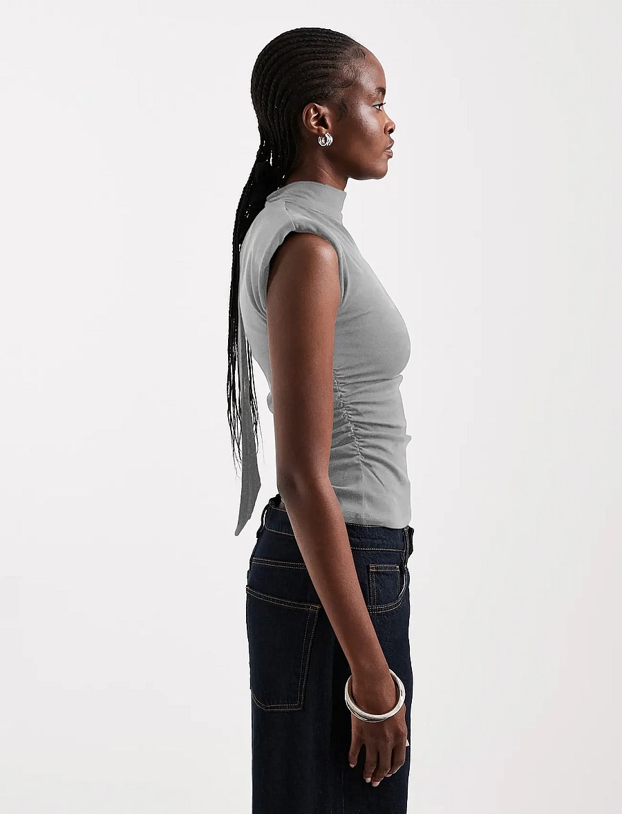 Topshop - TSBENDA S/S SCARF TANK TOP JRS - sleeveless tops - silver - 4