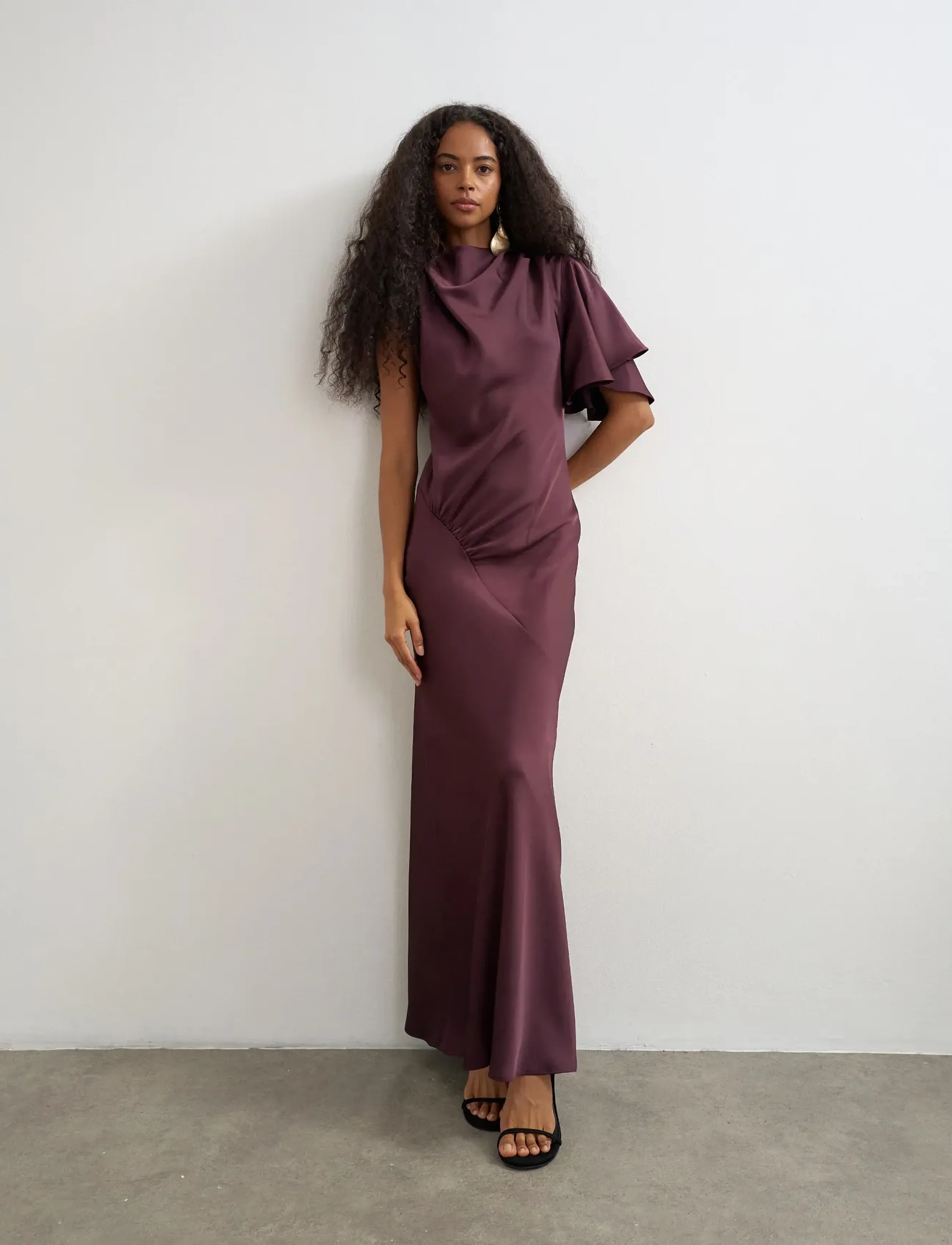 Topshop TSCINDY ONE SHOULDER MAXI DRESS WVN - Riided - PLUM PURPLE / burgundy