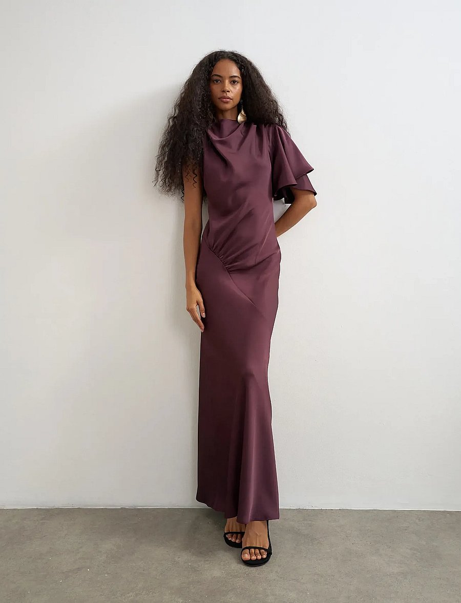 Topshop - TSCINDY ONE SHOULDER MAXI DRESS WVN - maxikleider - plum purple - 0