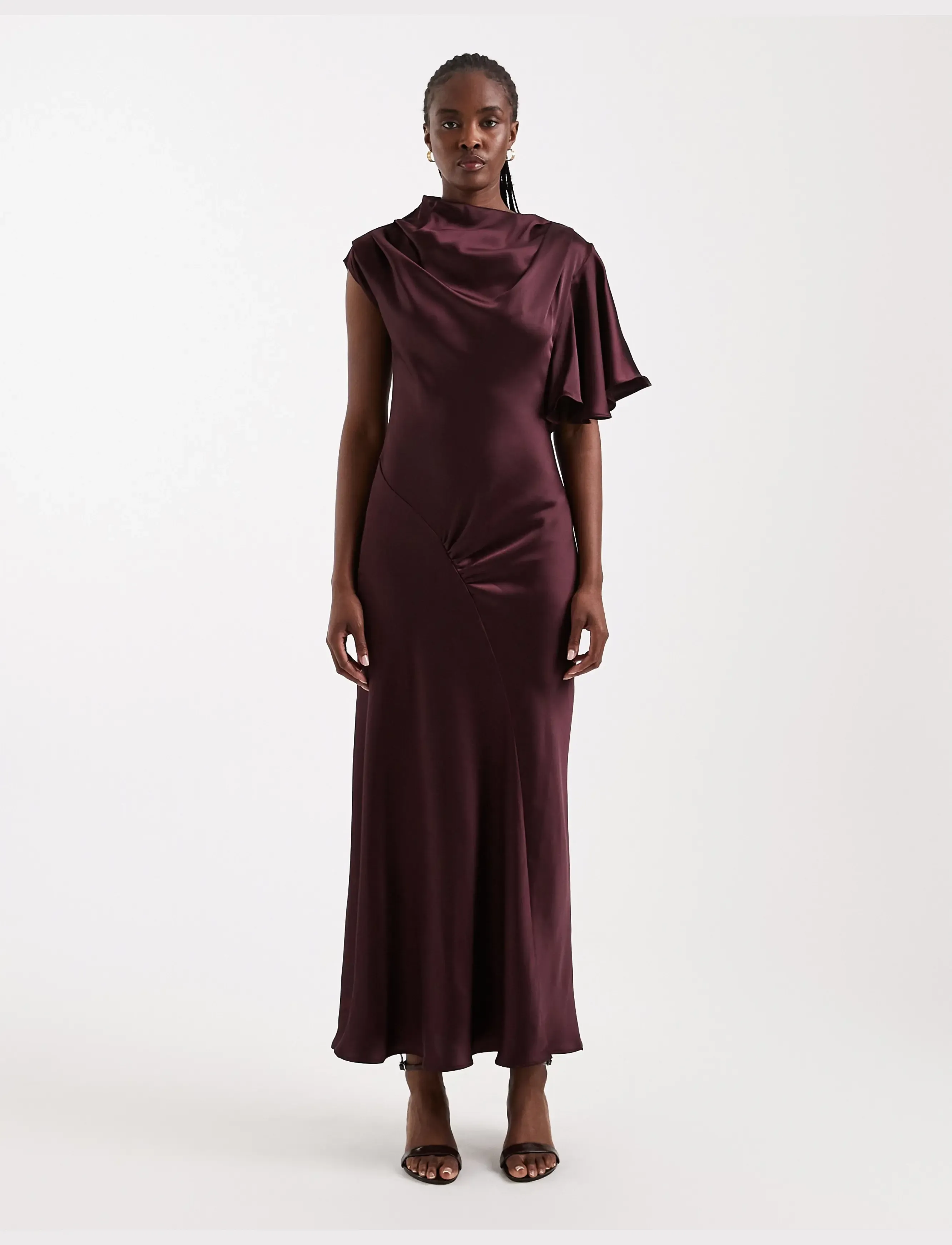 Topshop TSCINDY ONE SHOULDER MAXI DRESS WVN - Topshop - PLUM PURPLE / burgundy