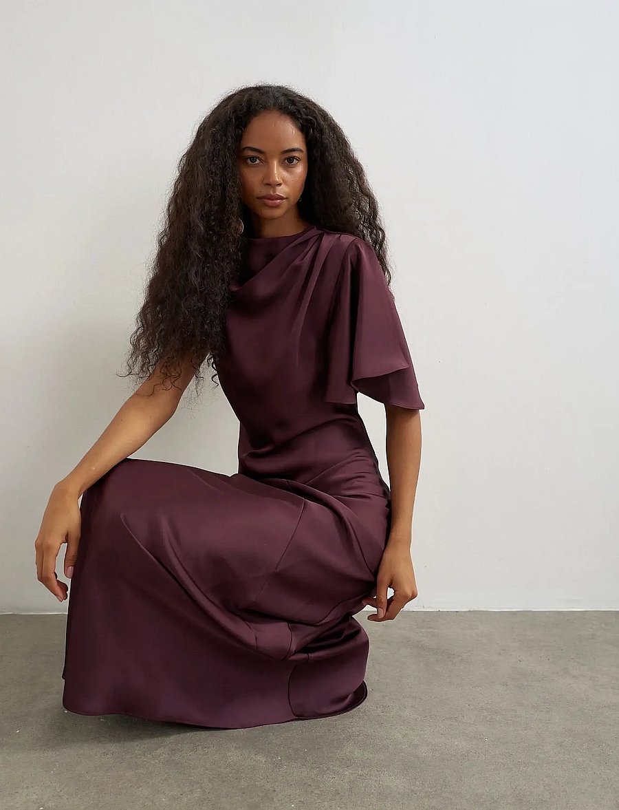 Topshop - TSCINDY ONE SHOULDER MAXI DRESS WVN - maxikleider - plum purple - 4