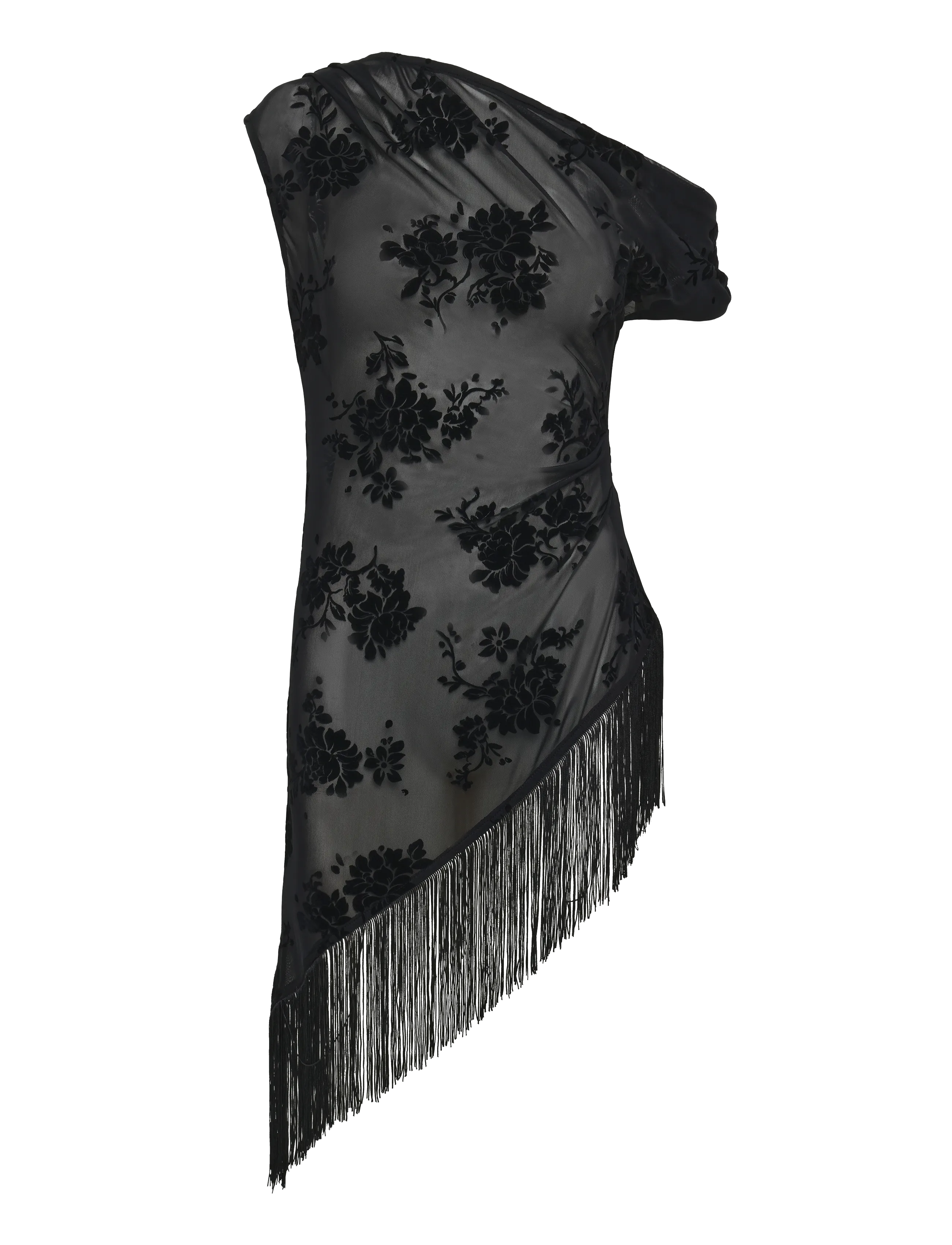 Topshop TSBREE SHEER DEVORE TUNIC HEM TOP JRS - Kontorskläder - JET BLACK / black
