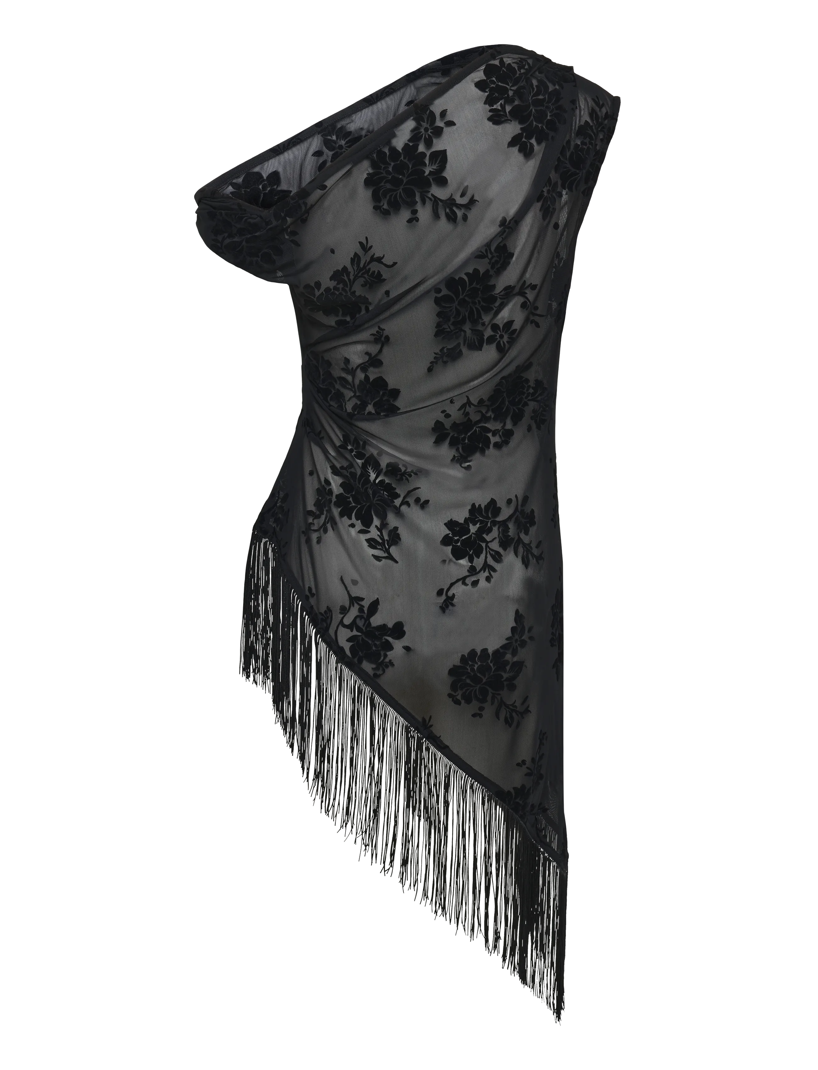 Topshop - TSBREE SHEER DEVORE TUNIC HEM TOP JRS - jet black - 2