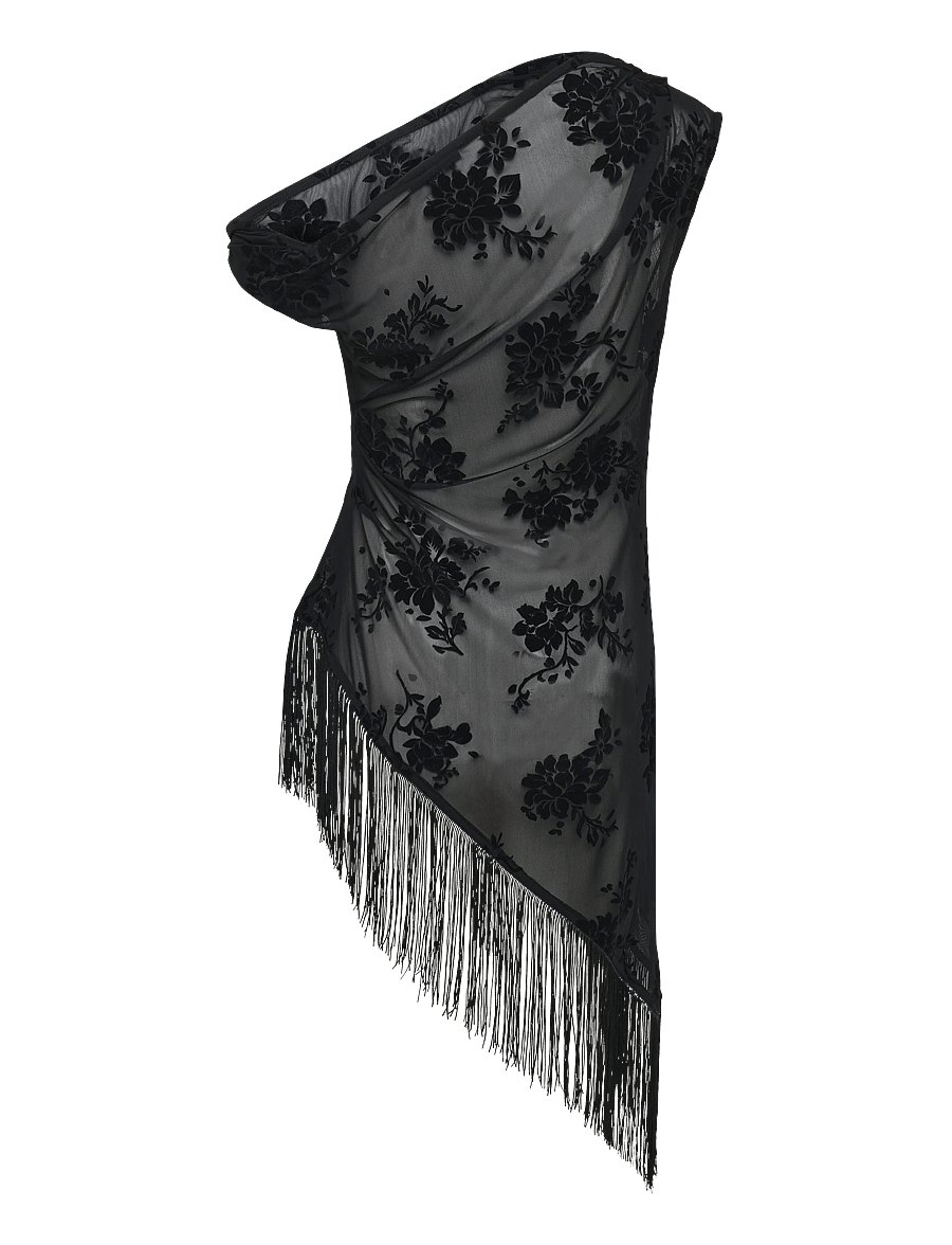 Topshop - TSBREE SHEER DEVORE TUNIC HEM TOP JRS - jet black - 2