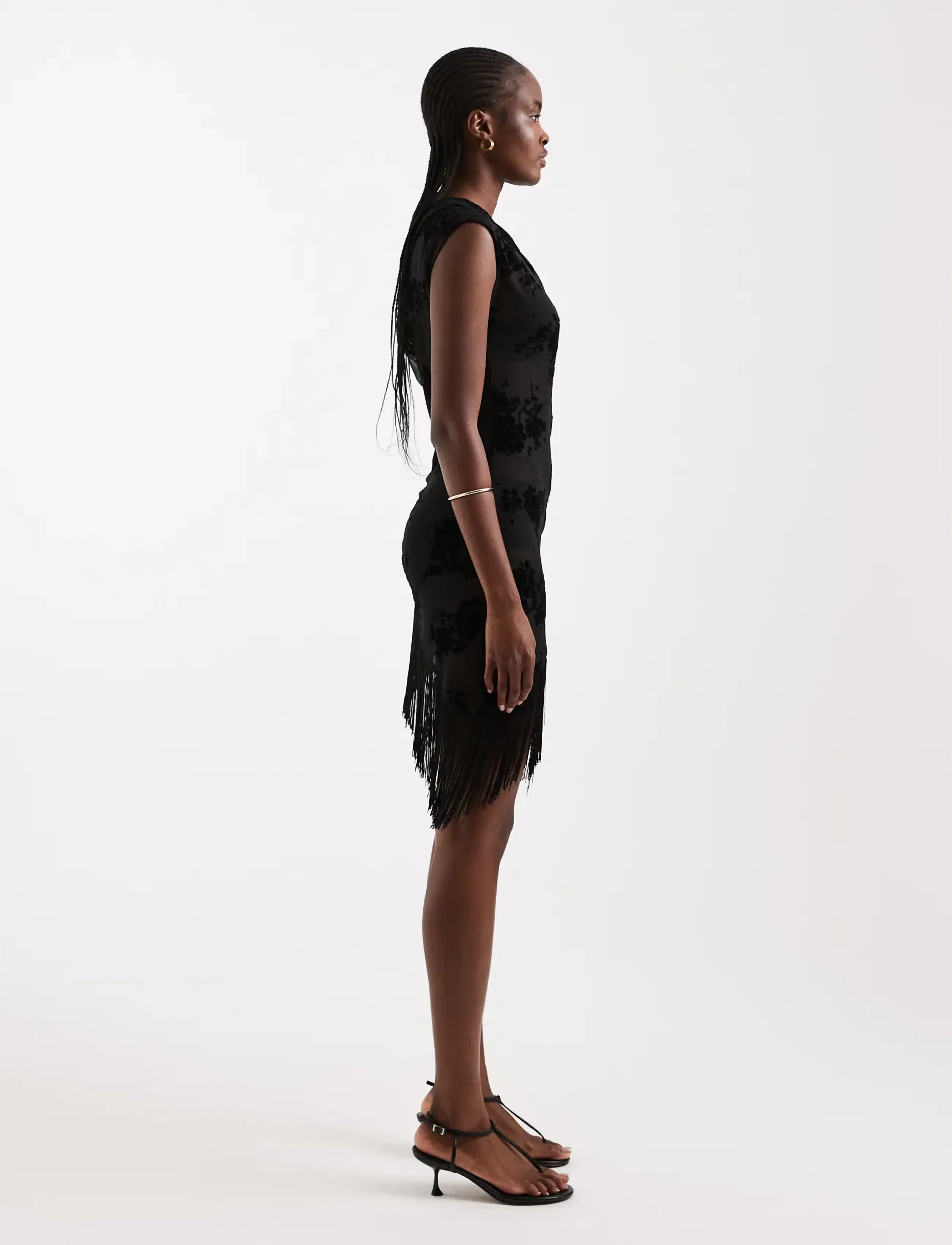 Topshop - TSBREE SHEER DEVORE TUNIC HEM TOP JRS - jet black - 4