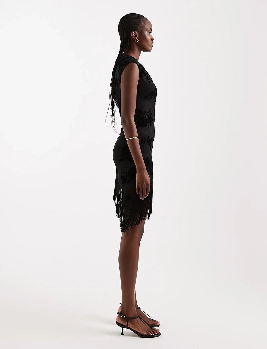 Topshop - TSBREE SHEER DEVORE TUNIC HEM TOP JRS - jet black - 4