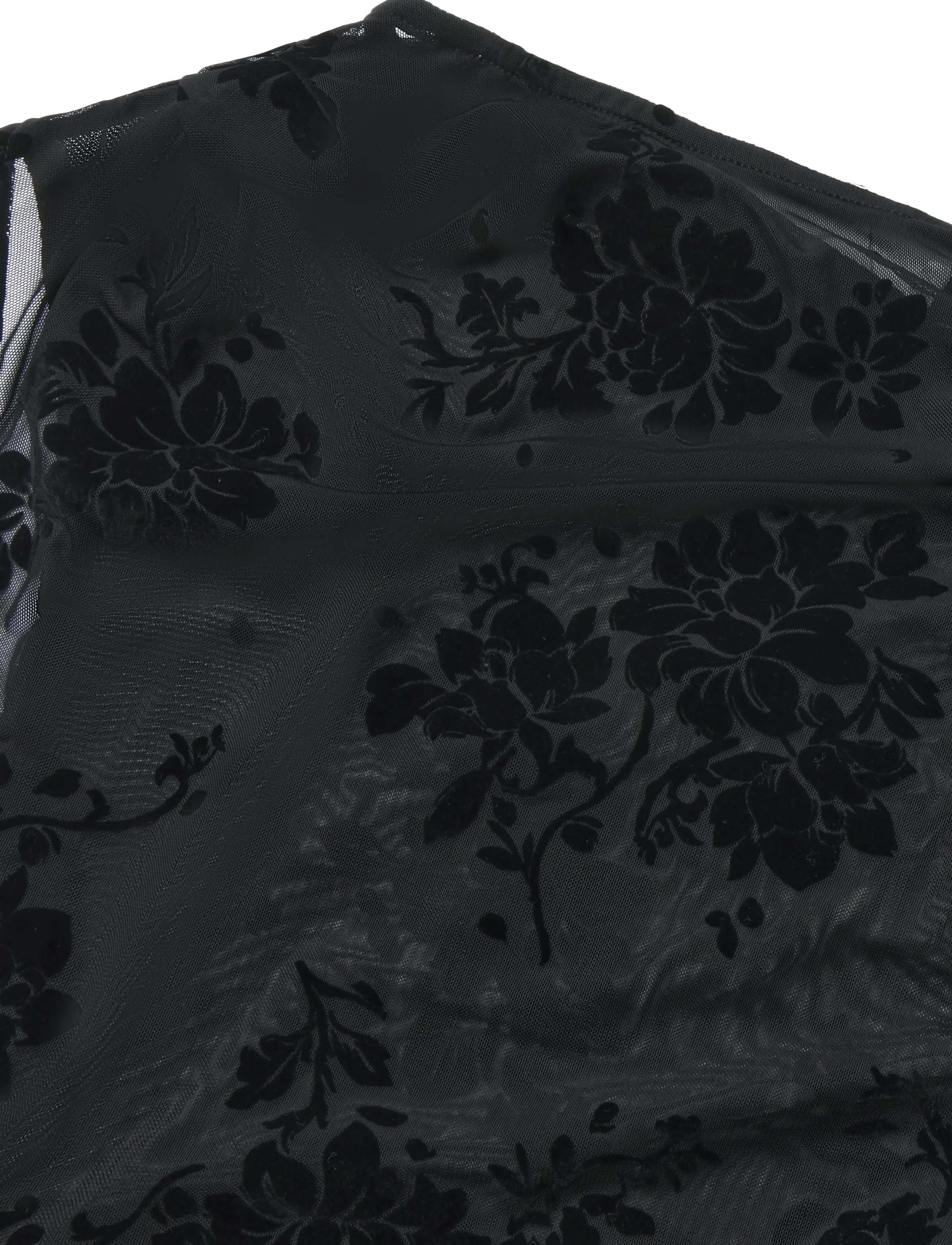 Topshop - TSBREE SHEER DEVORE TUNIC HEM TOP JRS - jet black - 5