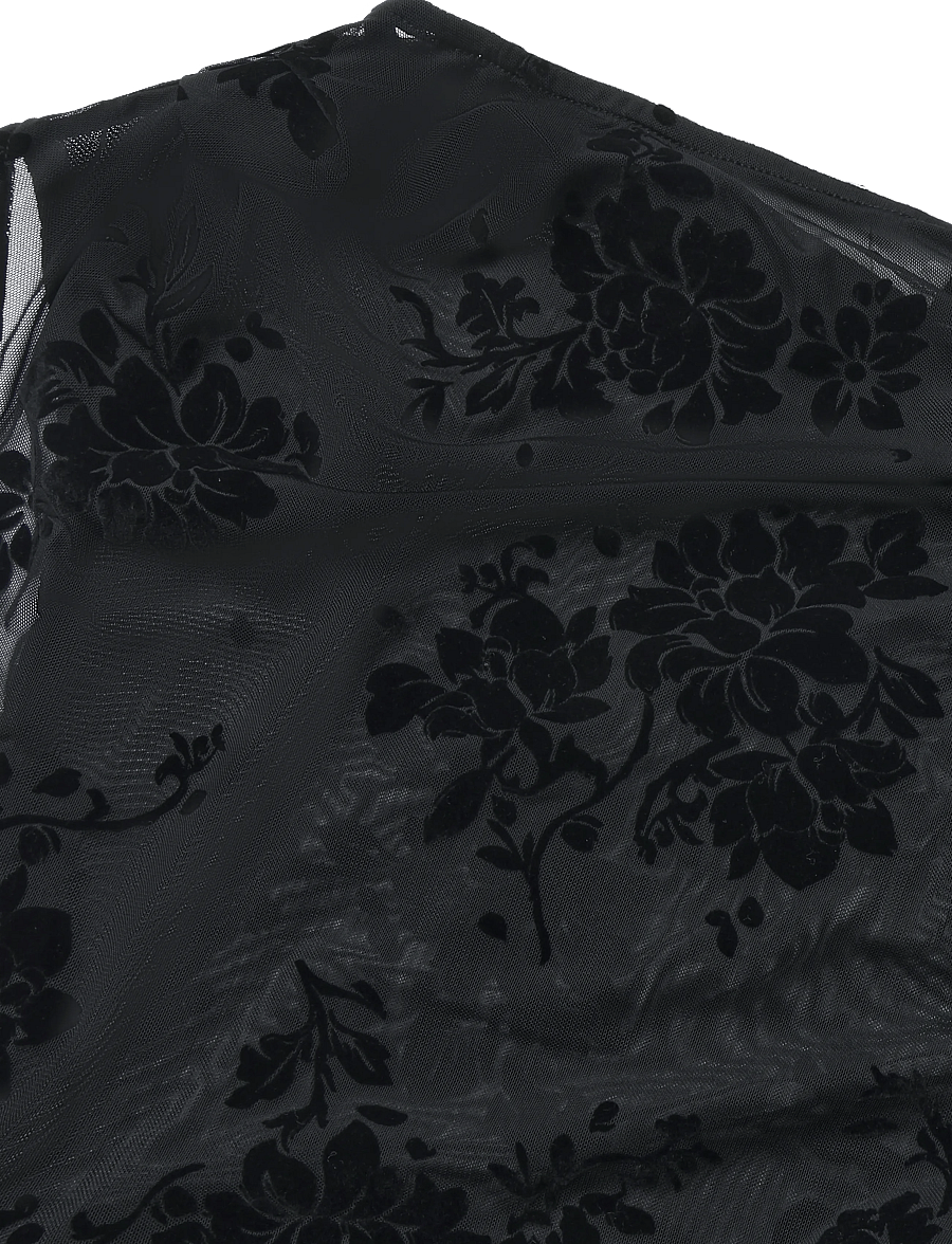 Topshop - TSBREE SHEER DEVORE TUNIC HEM TOP JRS - jet black - 5