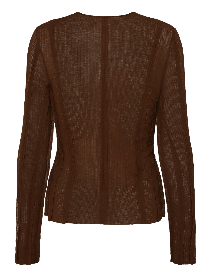 Topshop - TSBELMA L/S O-NECK SHEER TOP JRS - pikkade varrukatega topid - rust - 2