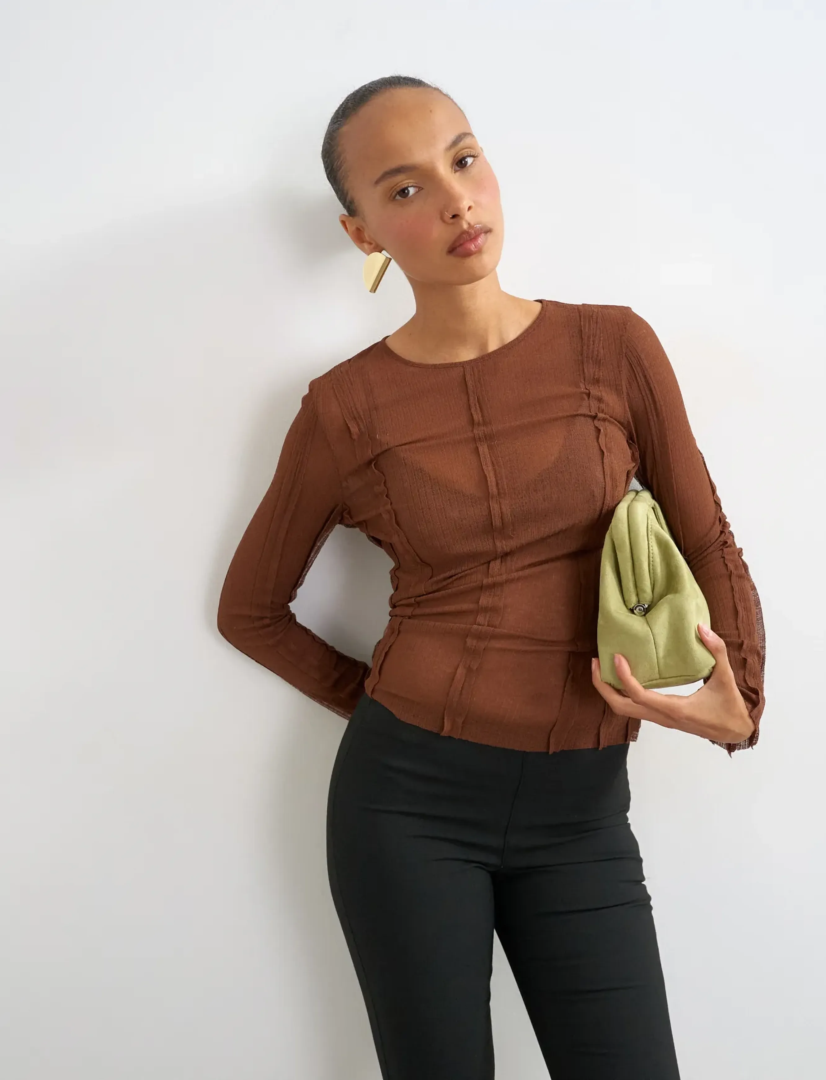 TOPSHOP Tsbelma L/S O-Neck Sheer Top Jrs långärmade t-shirt dam – bild 6
