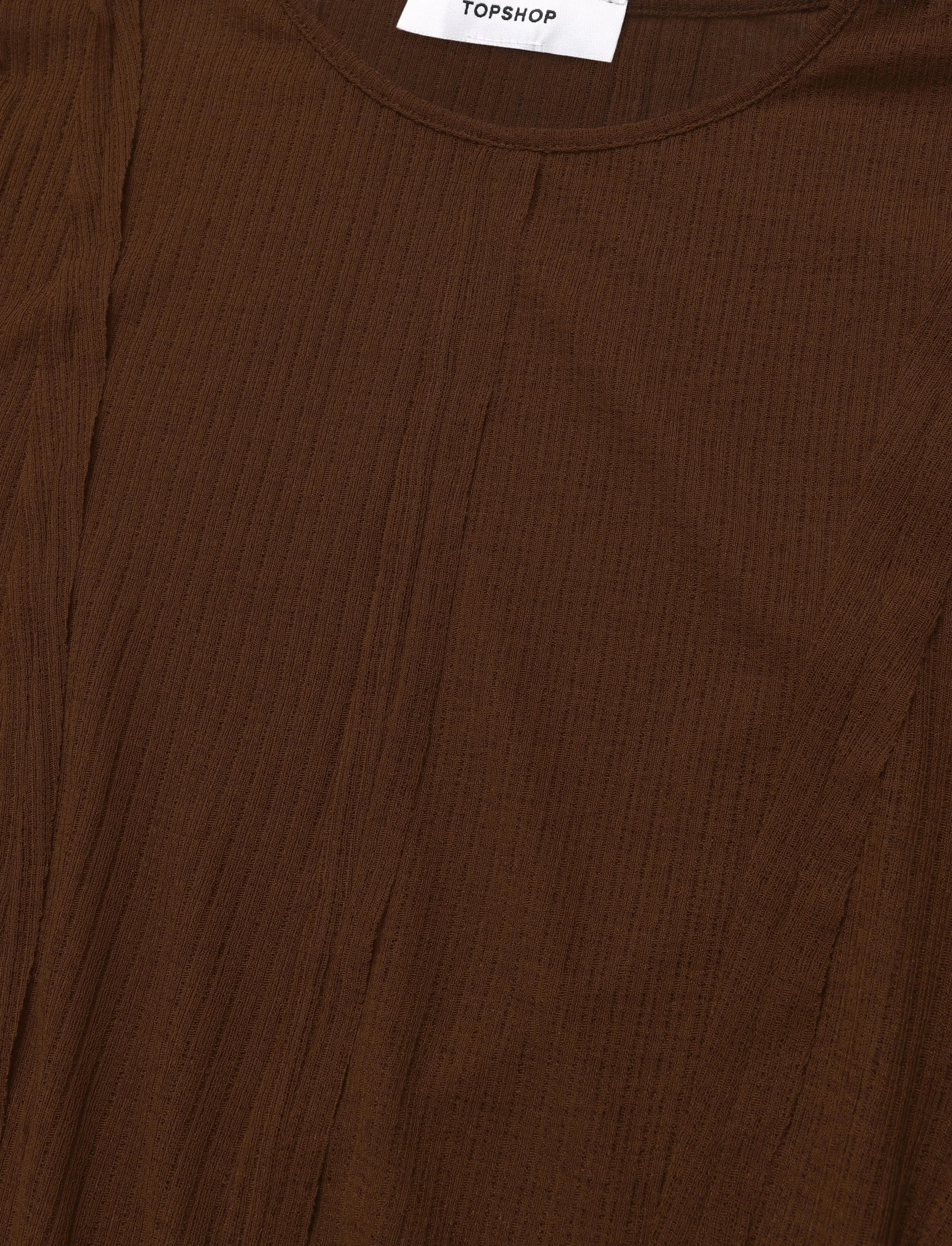 Topshop - TSBELMA L/S O-NECK SHEER TOP JRS - rust - 5