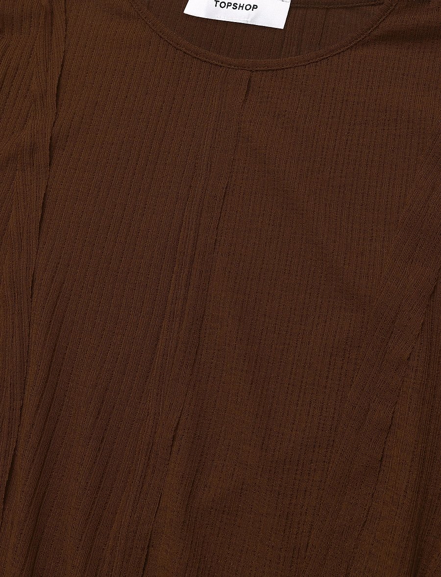 Topshop - TSBELMA L/S O-NECK SHEER TOP JRS - pikkade varrukatega topid - rust - 5