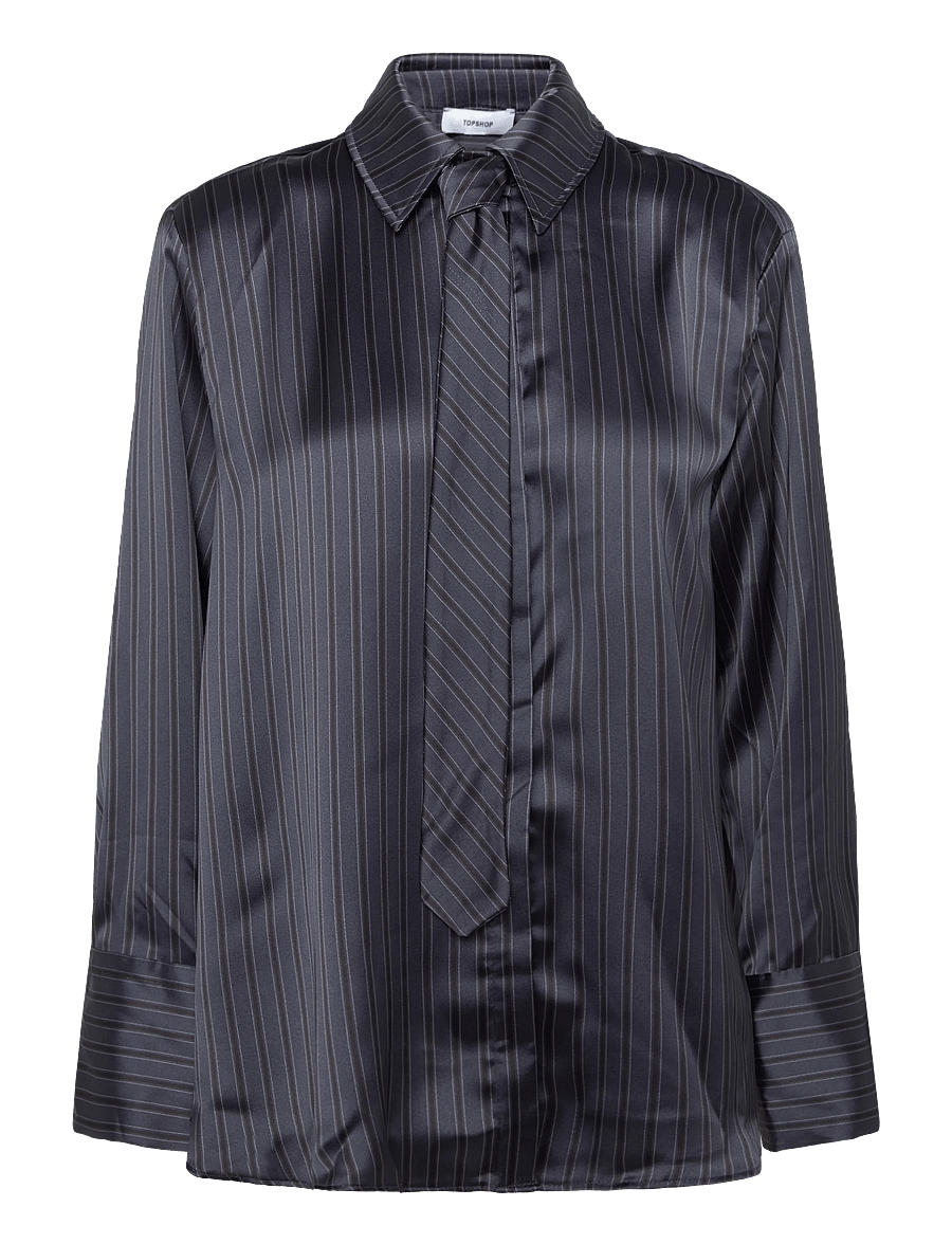 Topshop - TSDANILA LS CINCH BACK TIE SHIRT WVN - langärmlige hemden - charcoal gray - 1