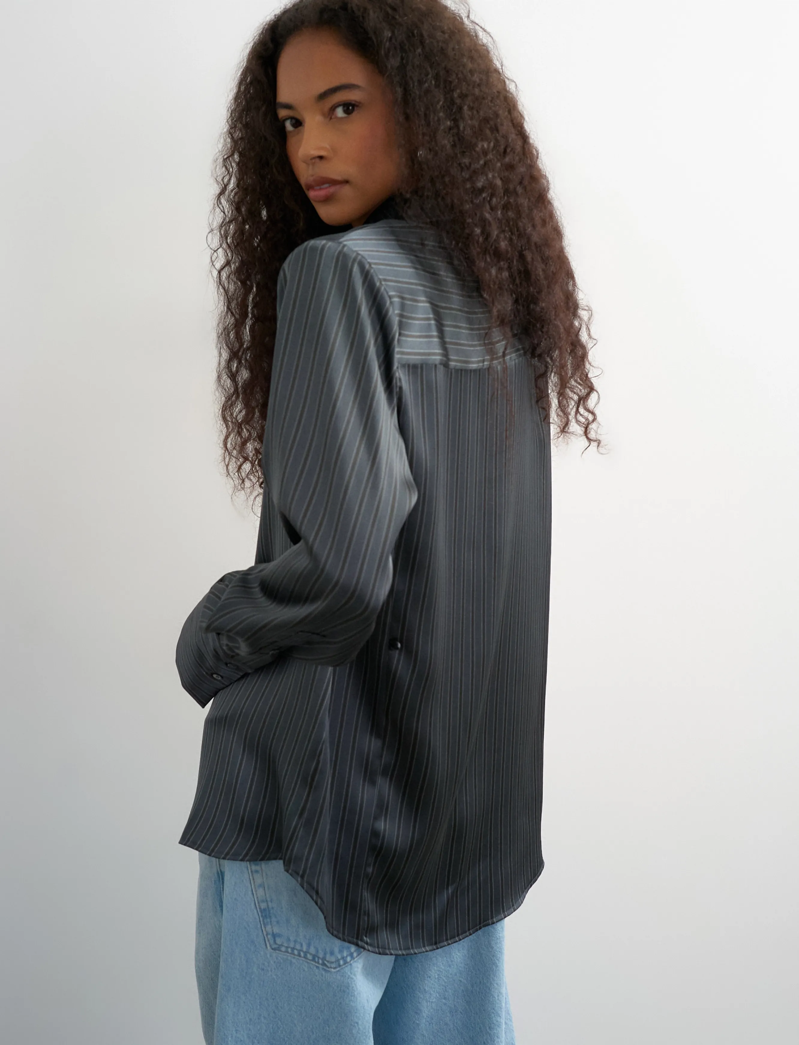 Topshop - TSDANILA LS CINCH BACK TIE SHIRT WVN - charcoal gray - 3