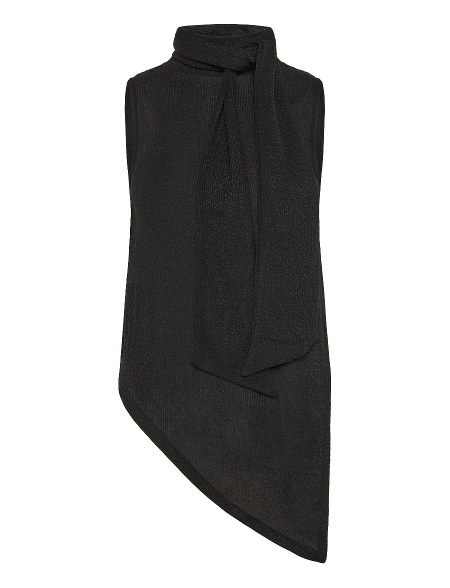 Topshop - TSBETSY L/S HIGH NECK SCARF TOP JRS - sleeveless tops - jet black - 1