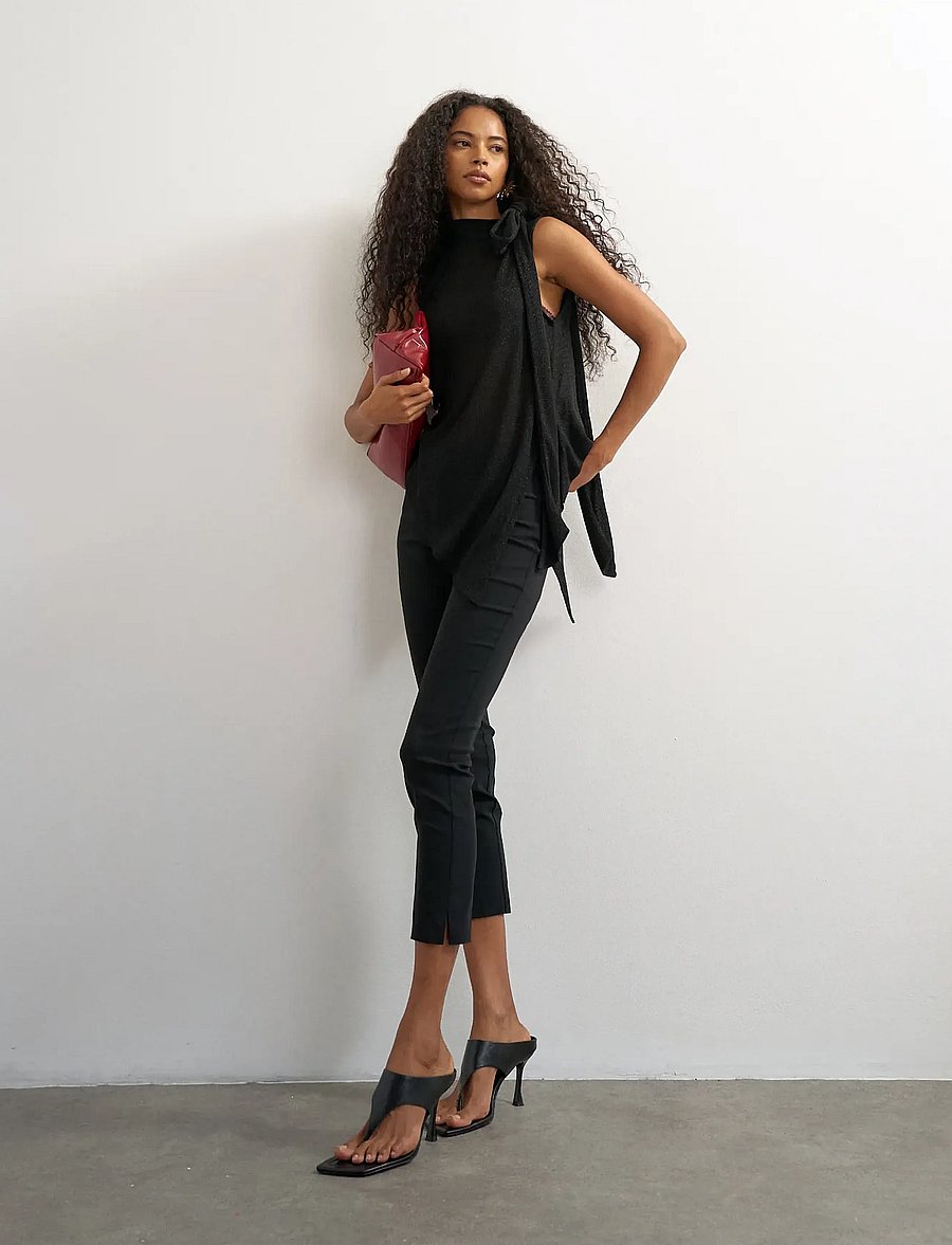 Topshop - TSBETSY L/S HIGH NECK SCARF TOP JRS - sleeveless tops - jet black - 0