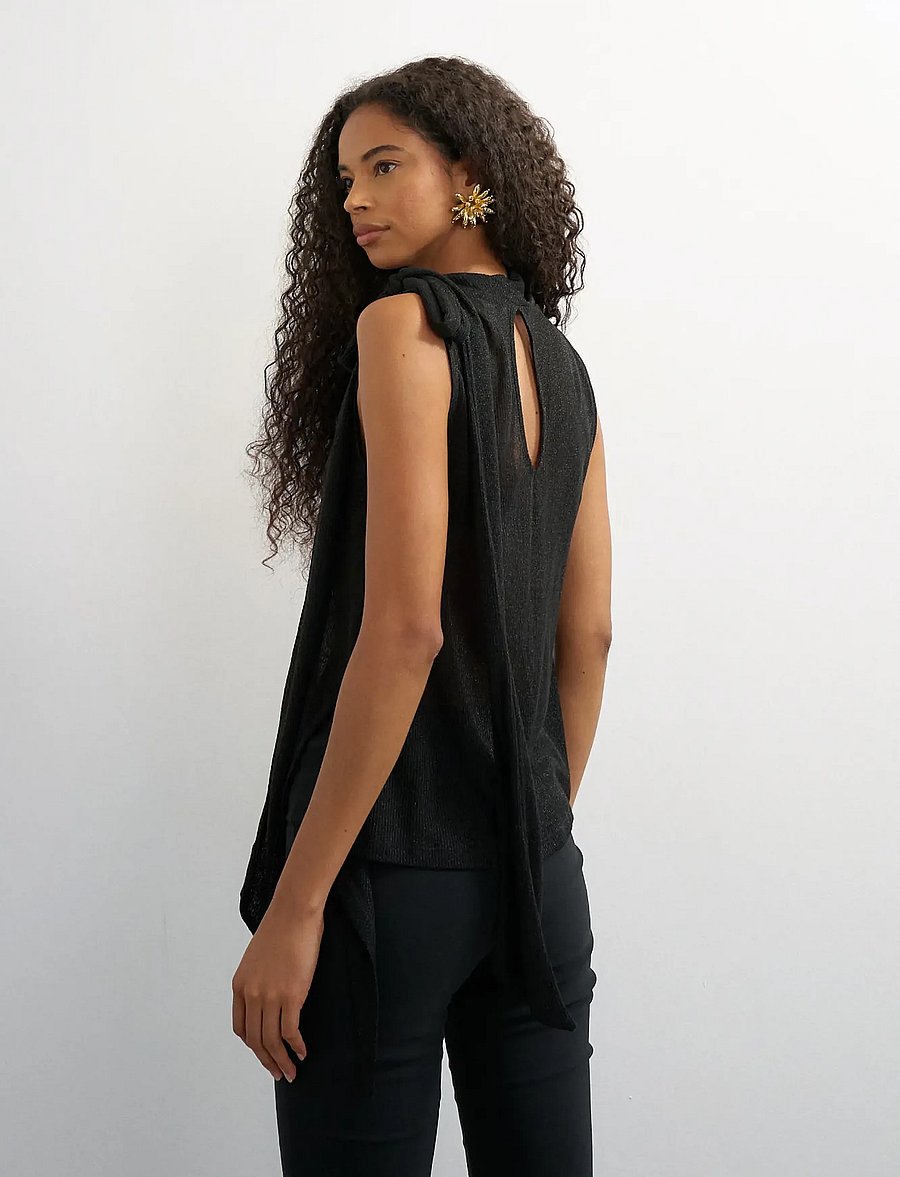 Topshop - TSBETSY L/S HIGH NECK SCARF TOP JRS - sleeveless tops - jet black - 3