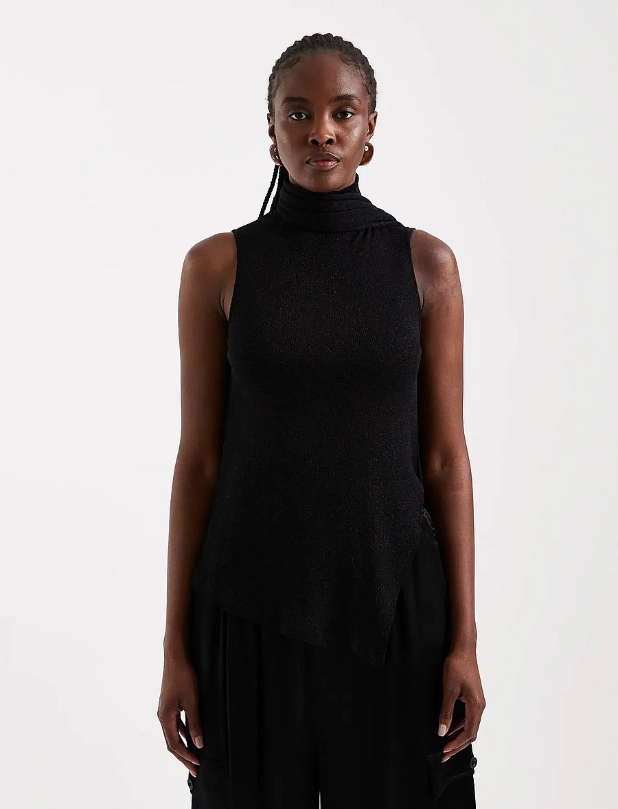 Topshop - TSBETSY L/S HIGH NECK SCARF TOP JRS - sleeveless tops - jet black - 4