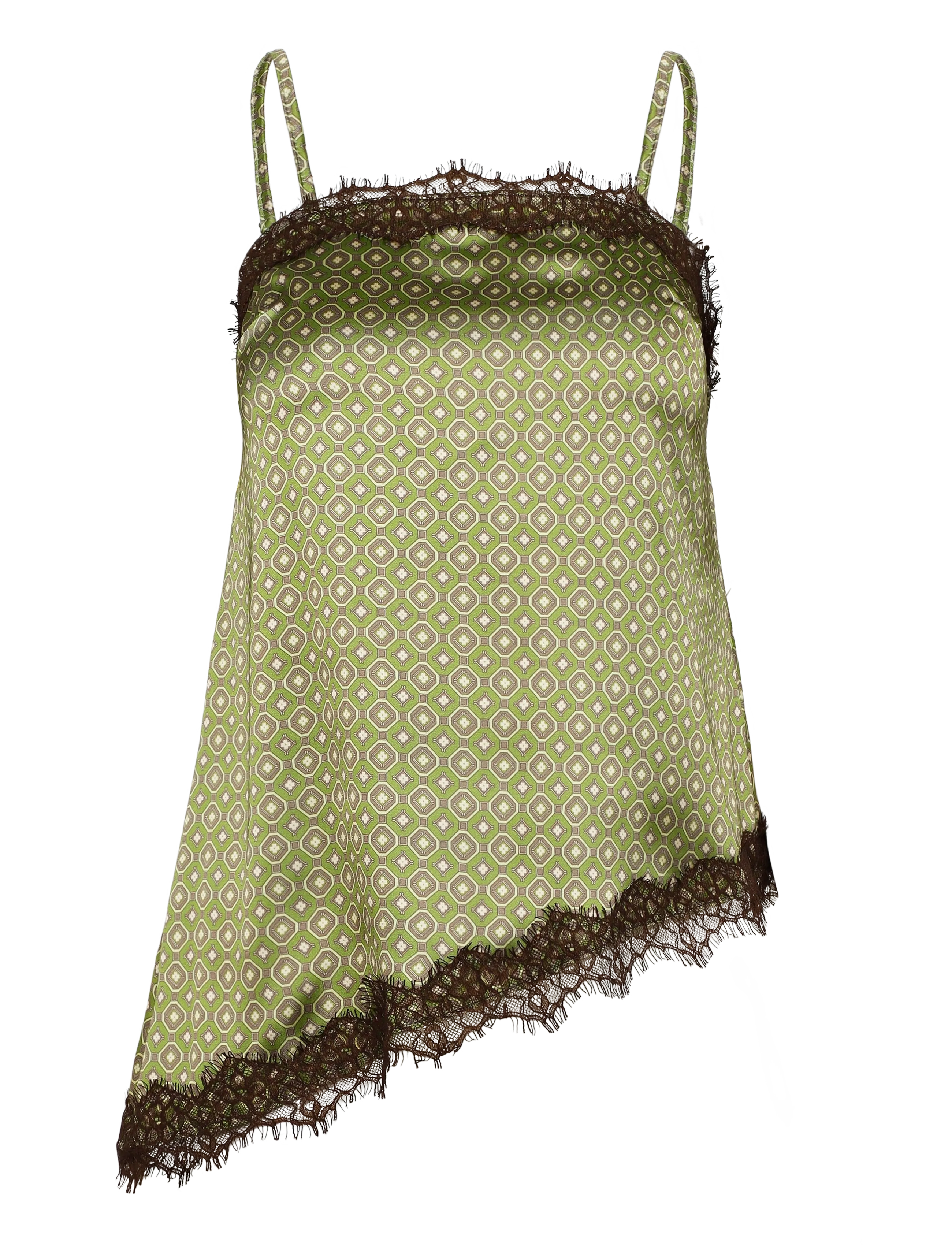 Topshop TSDENIJA LACE TRIM CAMI WVN - Ärmellose Tops - GREEN OLIVE / khaki/green